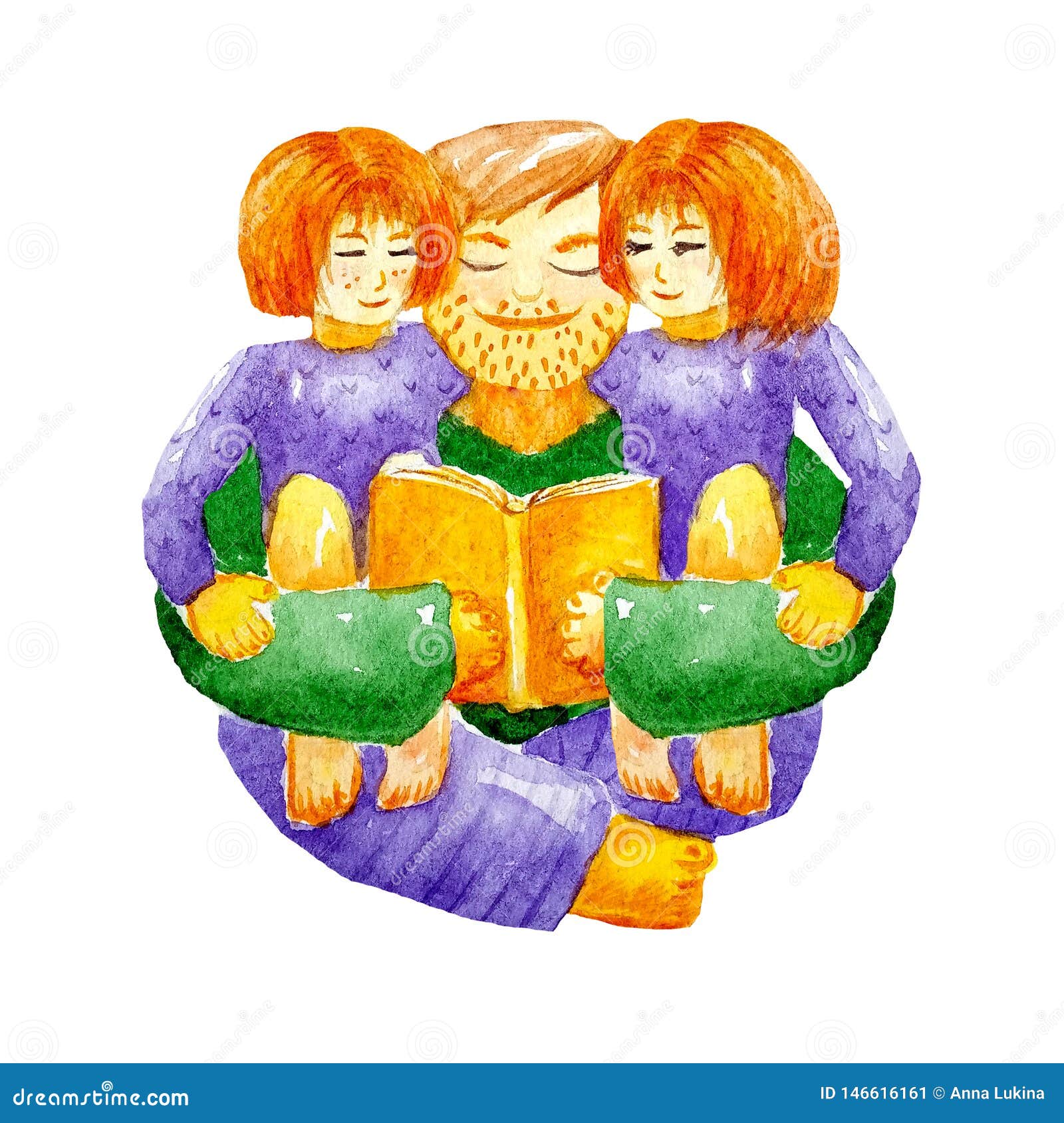 Download Happy Father`s Day. Watercolor Illustration Of Father ...
