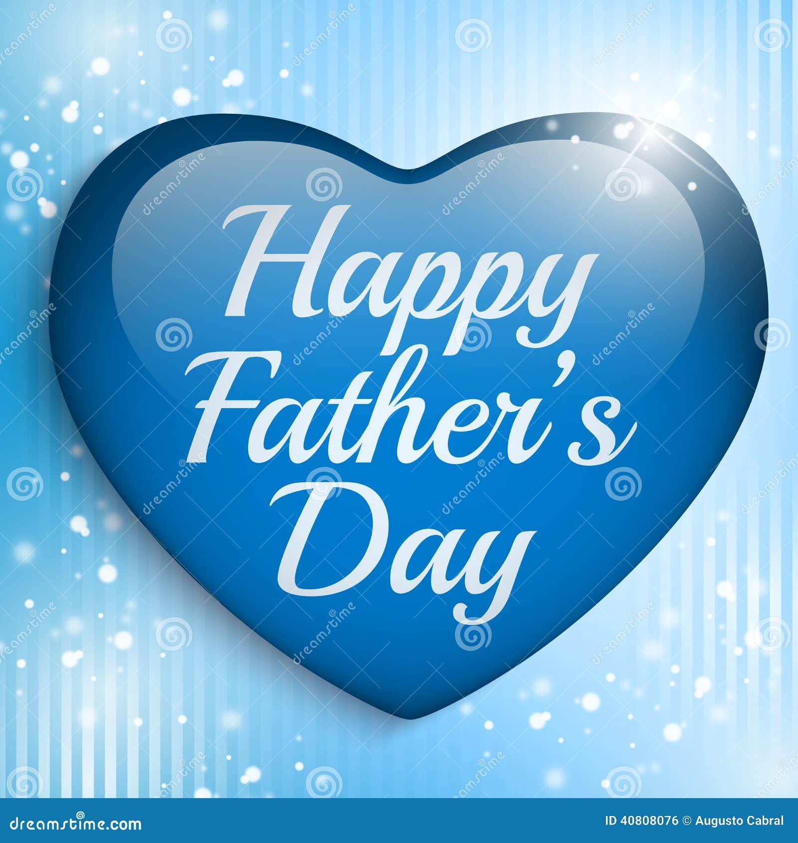 Happy Fathers Day Blue Heart Background Stock Vector