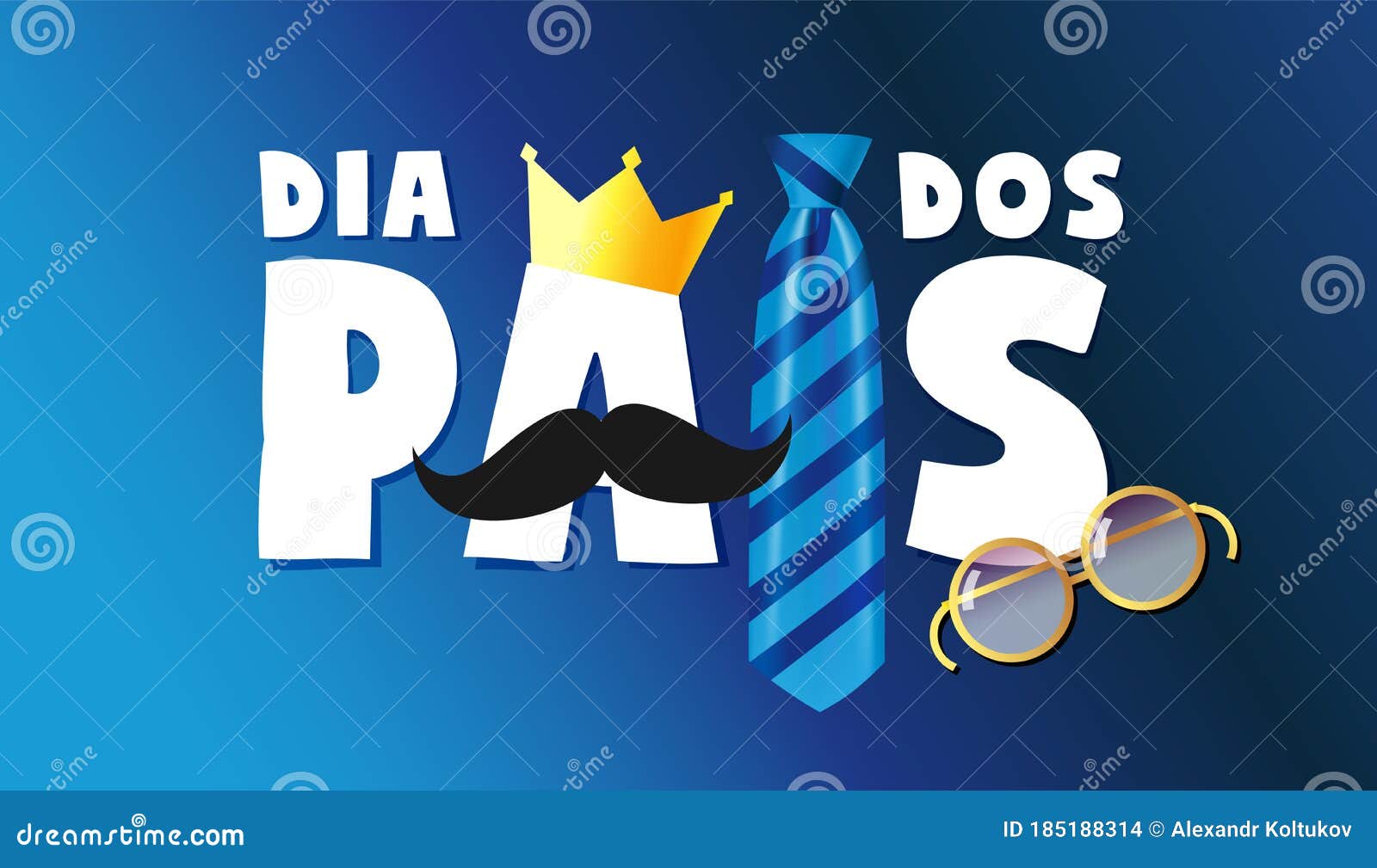 Happy Fathers Day Card In Portuguese Words Stock Vector - Illustration ...