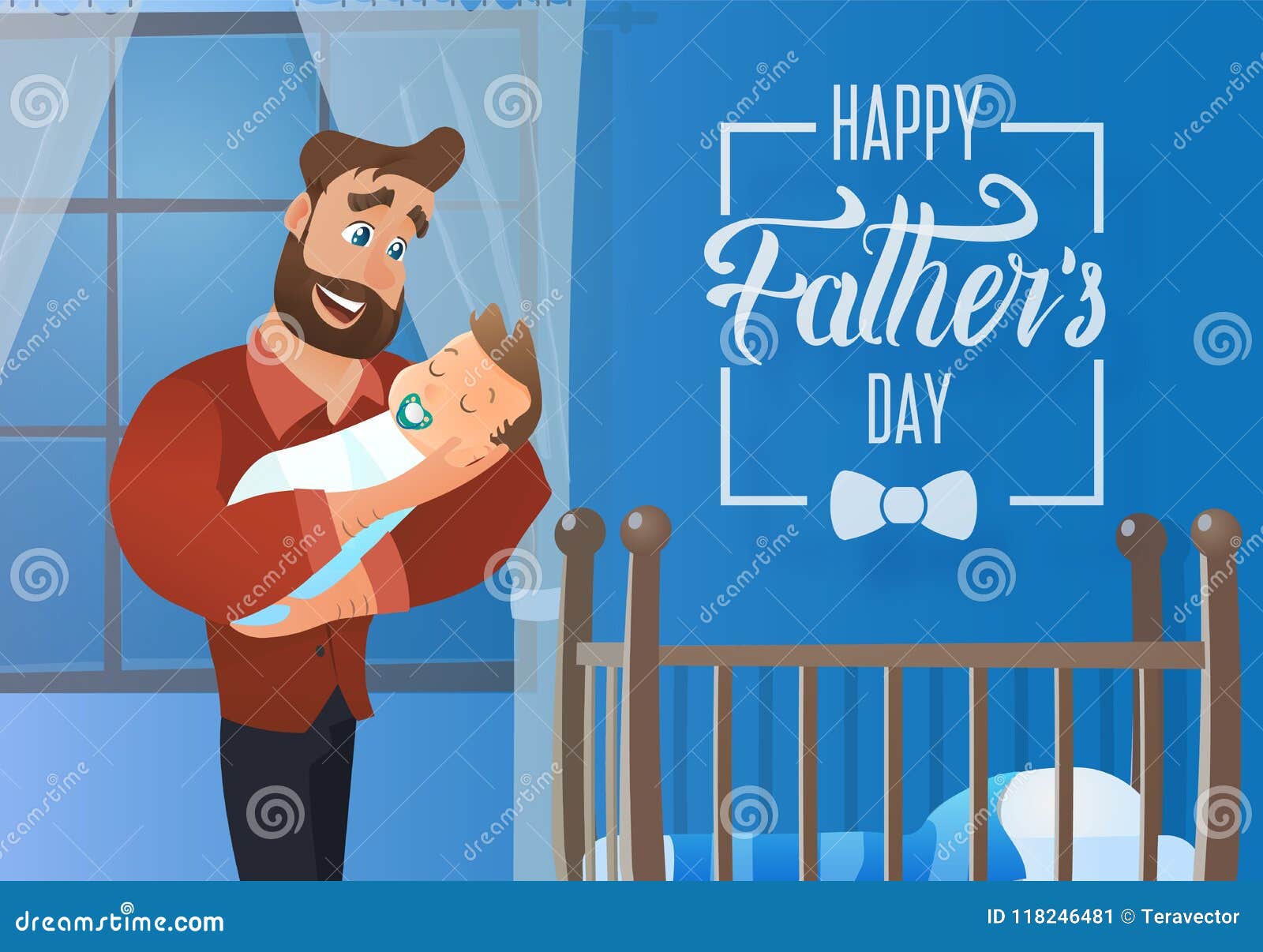 Happy Fathers Day Cartoon Vector Greeting Card Stock Vector ...