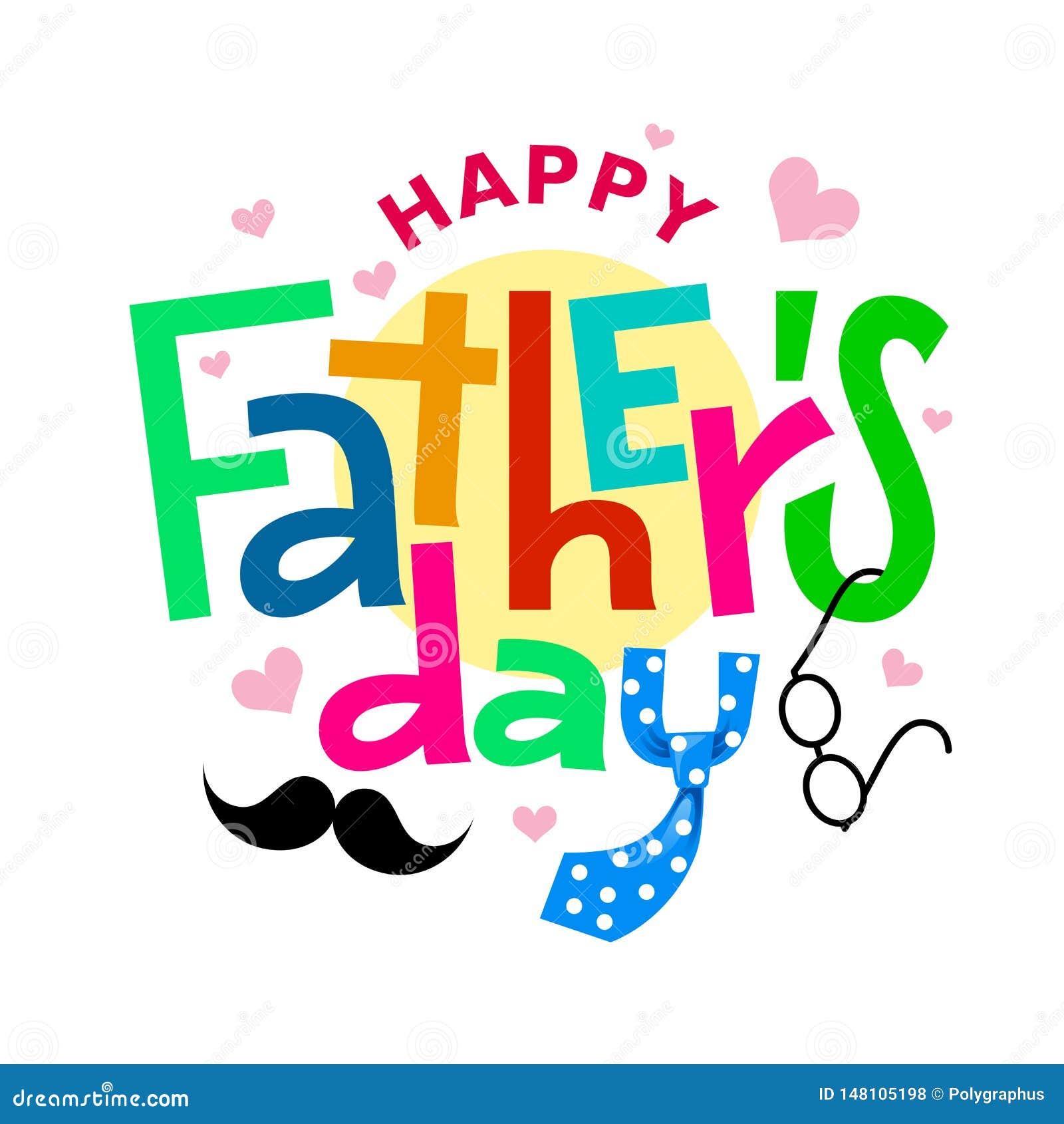 Happy Fathers Day Colorful Vector Lettering On White Background Stock Vector Illustration Of Daddy Abstract