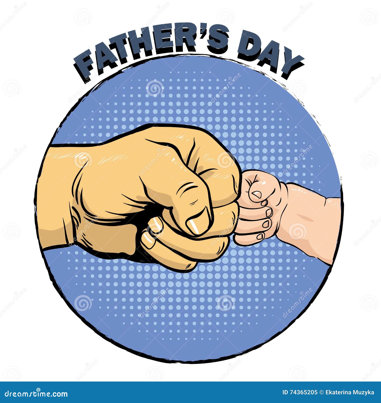happy fathers day poster in retro comic style. pop art  . father and son fist bump