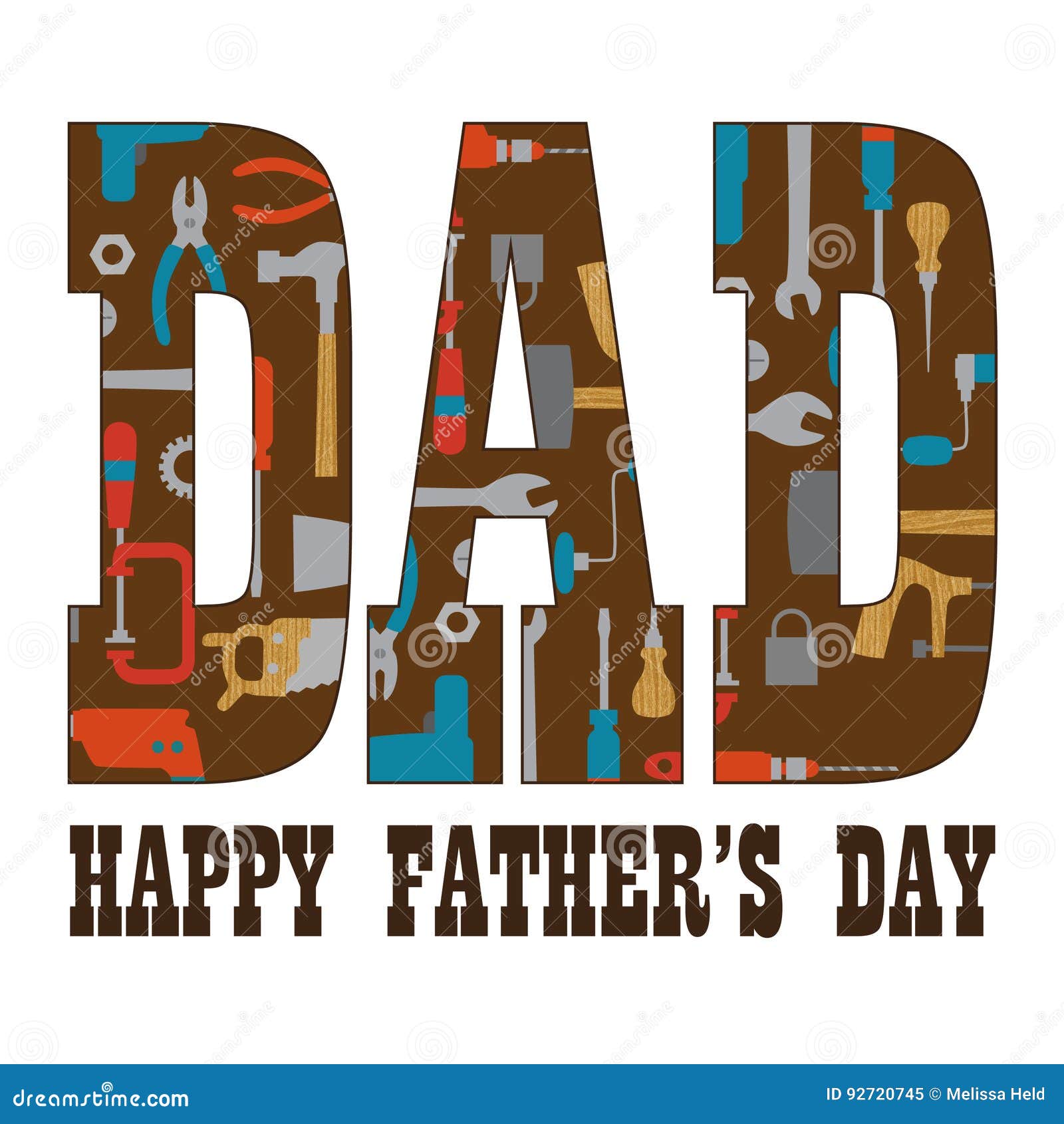 Happy Fathers Day with Tool Pattern Stock Illustration - Illustration ...