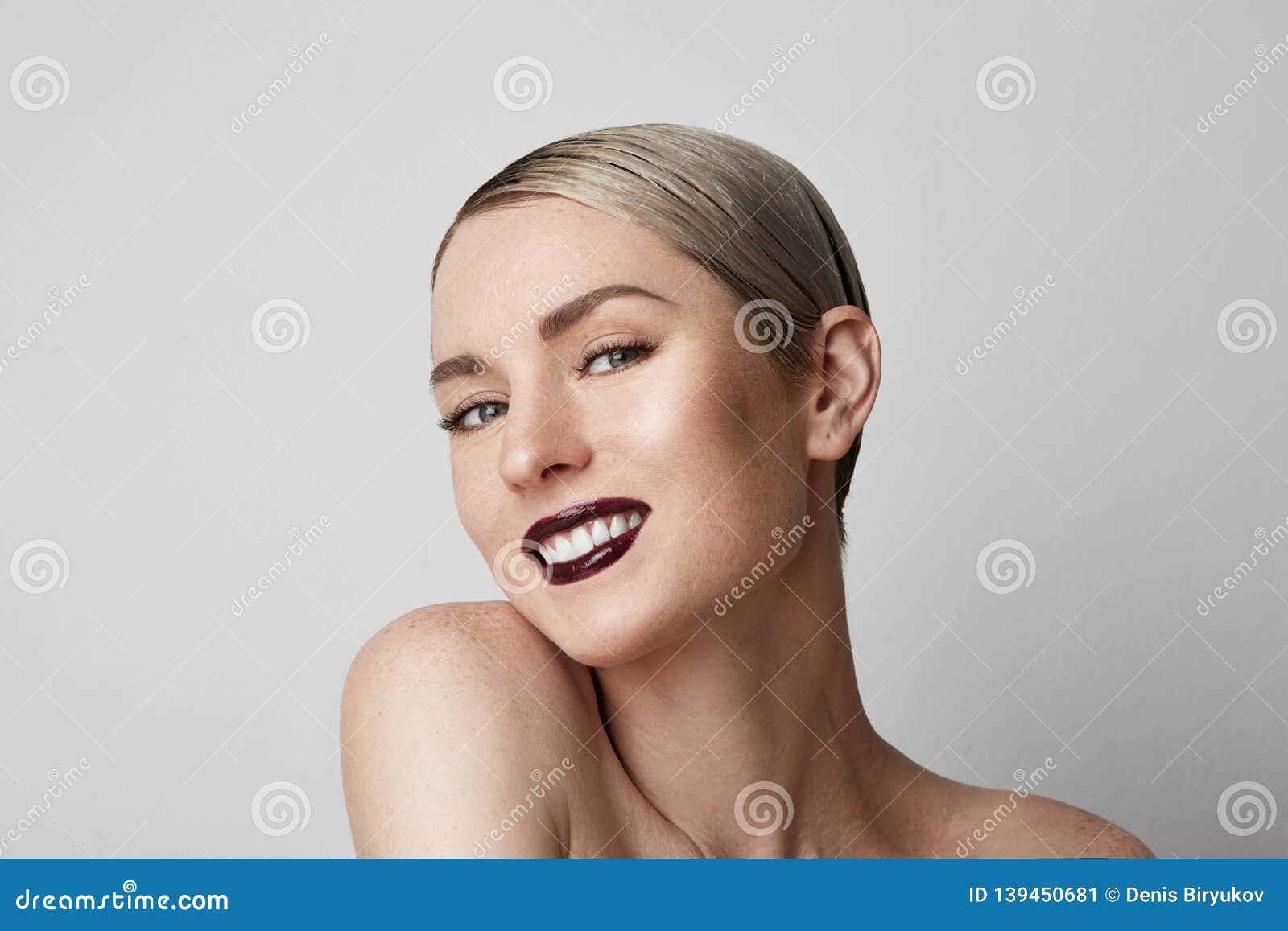 Frowning Nude Blonde Posing Stock Photo - Image of model 