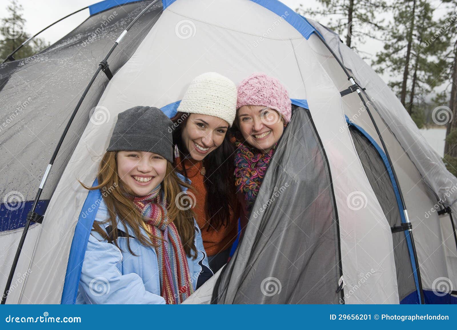 Happy Female Campers Enjoying Together Stock Image Image of family