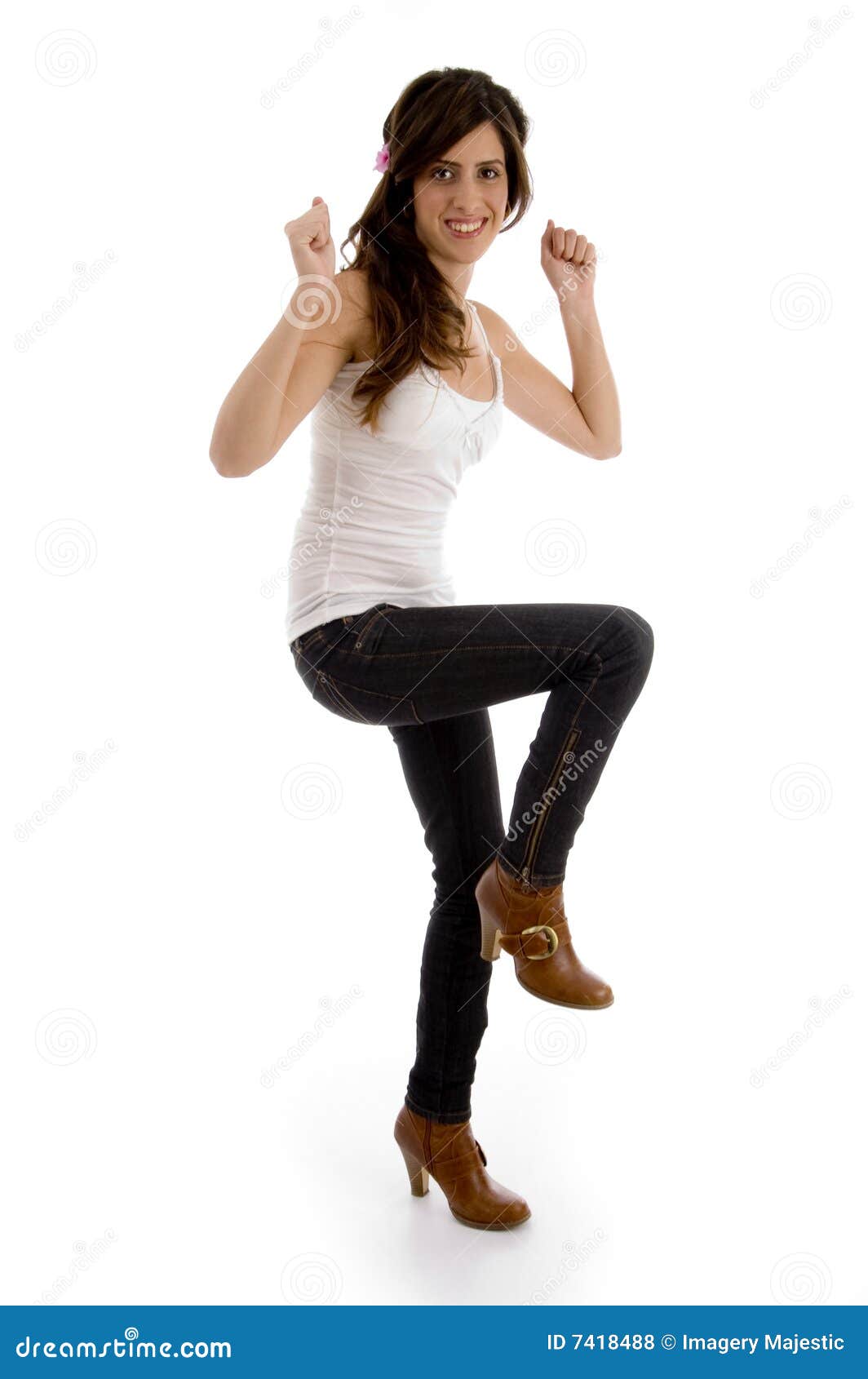 Happy Female in Dancing Pose Stock Photo - Image of glamor, glamorous ...