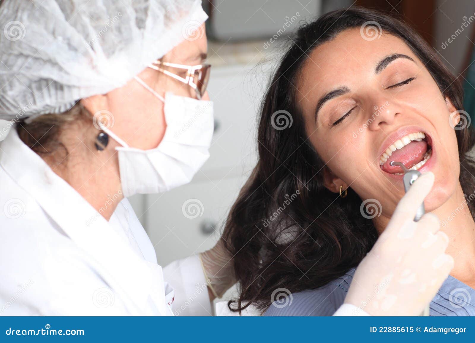 Happy Female Patient at the Dentist Stock Image Image of humen, dark