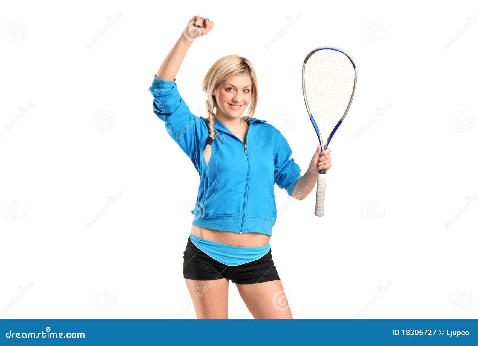 A Happy Female Squash Player Posing Stock Image Image of female, girl