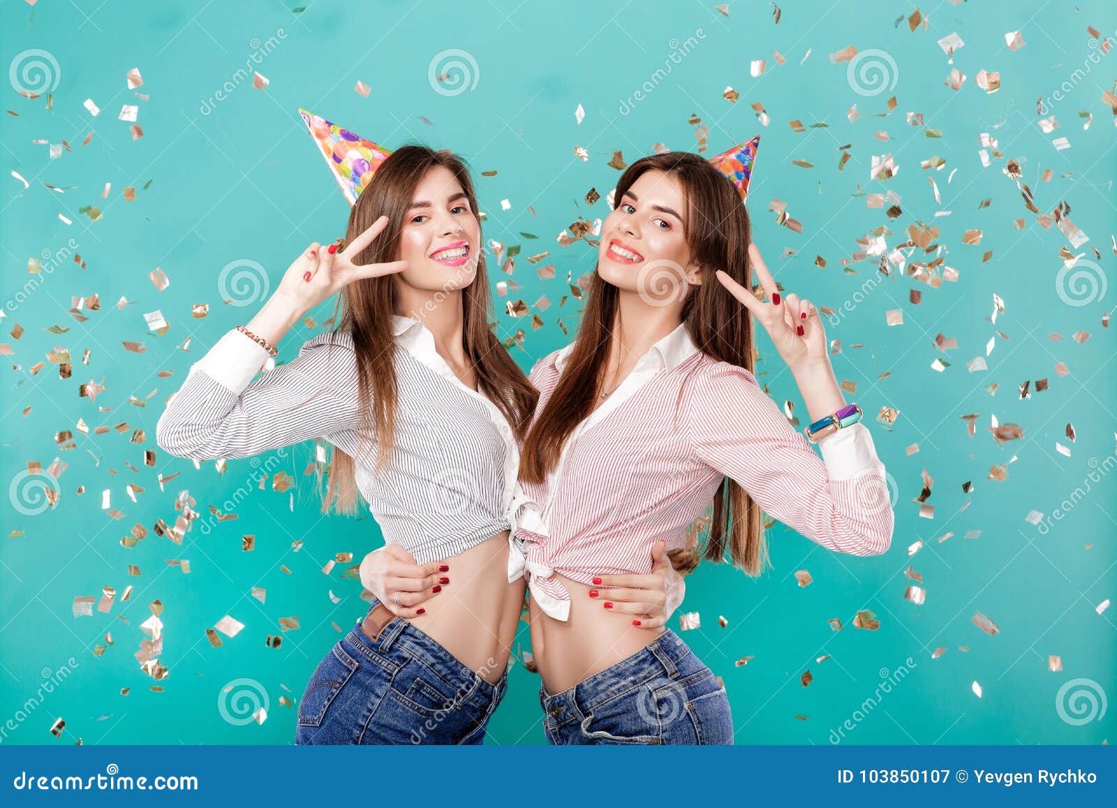 Women in Birthday Hat and Confetti on Blue Background. Stock Image - Image of blue, celebration: 103850107 Women in Birthday Hat and Confetti on Blue Background. Stock Image - Image of blue, celebration: 103850107