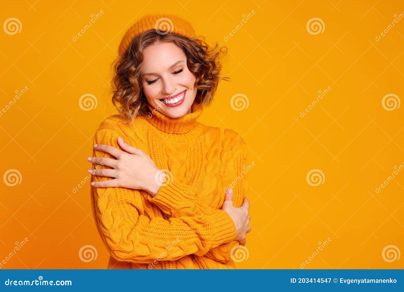 Happy Female in Warm Sweater Stock Image - Image of clothes, appearance ...