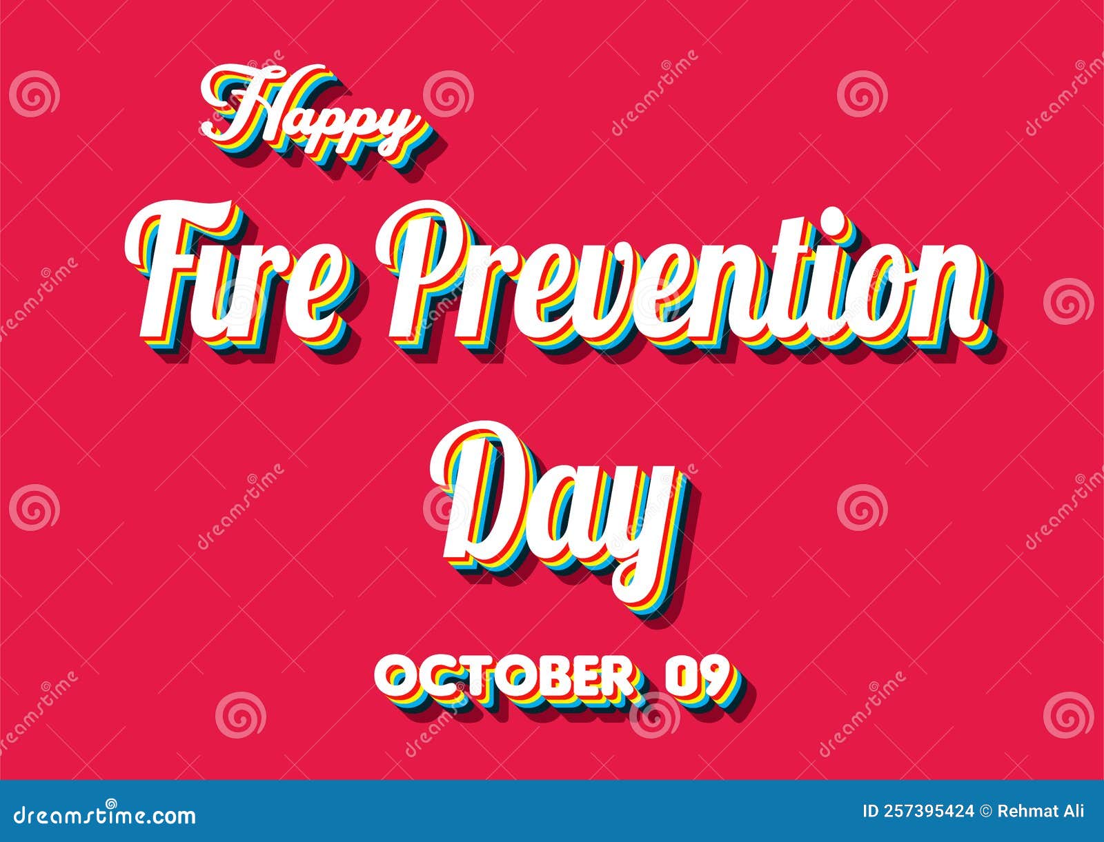 Happy Fire Prevention Day, October 09. Calendar of October Retro Text