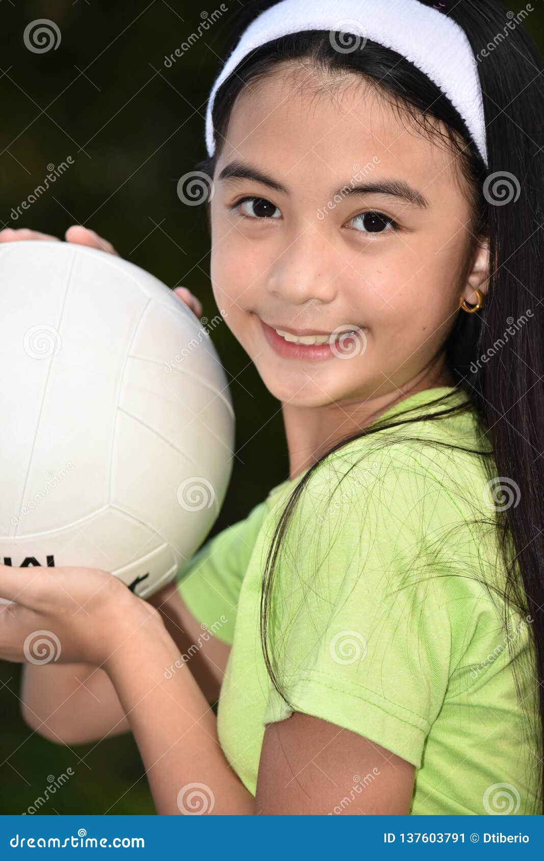 Happy Fit Filipina Person with Volleyball Stock Image - Image of ...