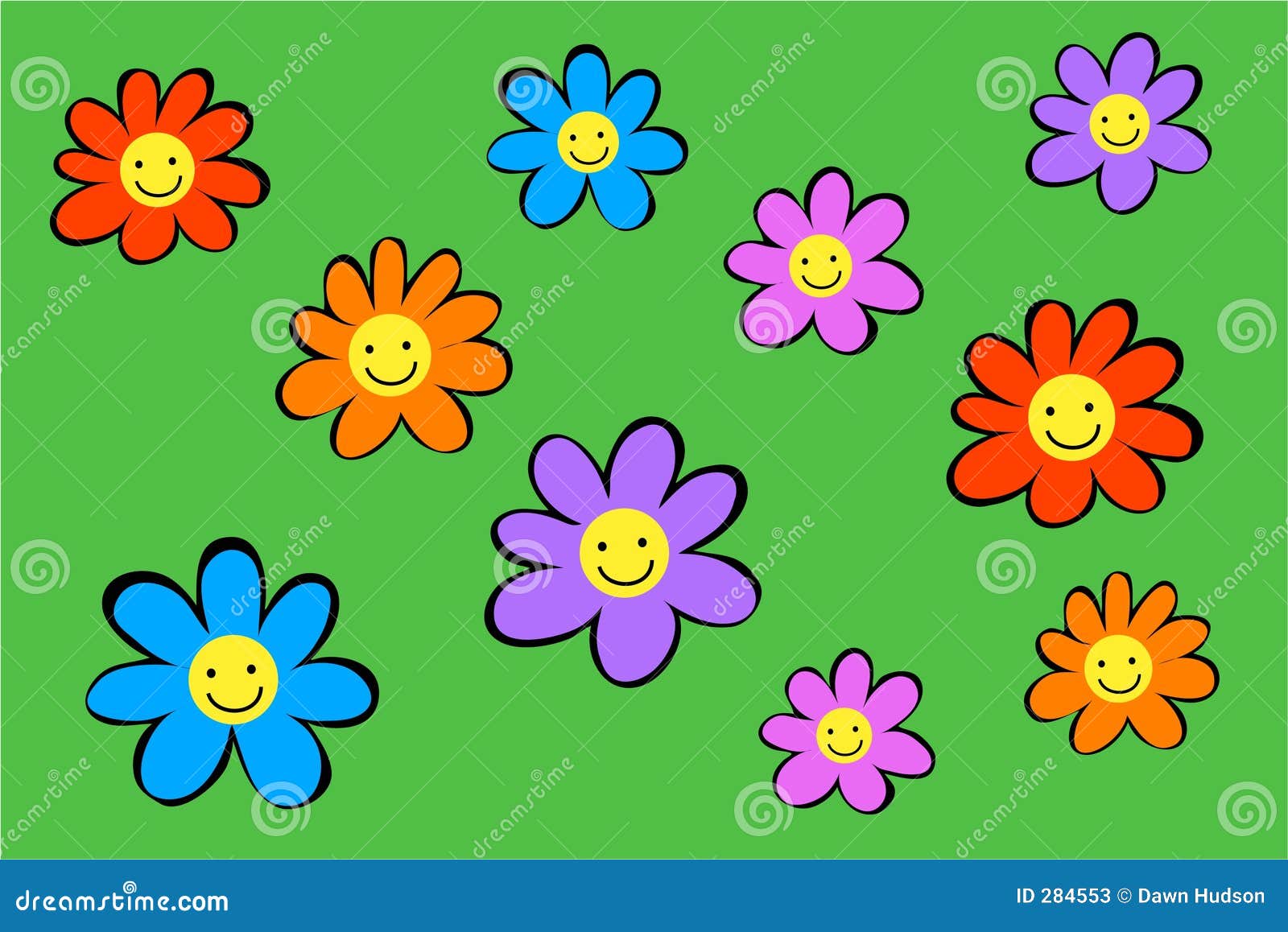 Happy flowers stock illustration. Illustration of backgrounds - 284553