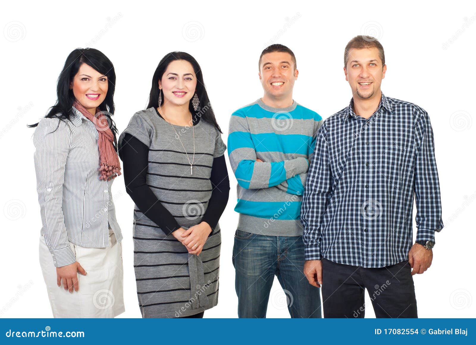 Happy Four People In A Row Stock Images - Image: 17082554