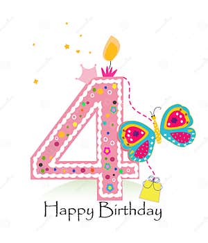 Fourth Birthday Cartoon Card Design Vector Illustration CartoonDealer 