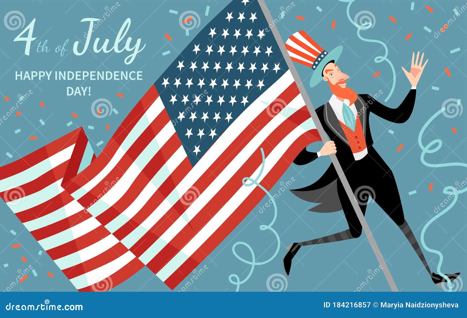 Happy Fourth of July. America Independence Day Greeting Banner Template with Funny Man Holding a Flag Stock Vector - Illustration of blue, july: 184216857 Happy Fourth of July. America Independence Day Greeting Banner Template with Funny Man Holding a Flag Stock Vector - Illustration of blue, july: 184216857