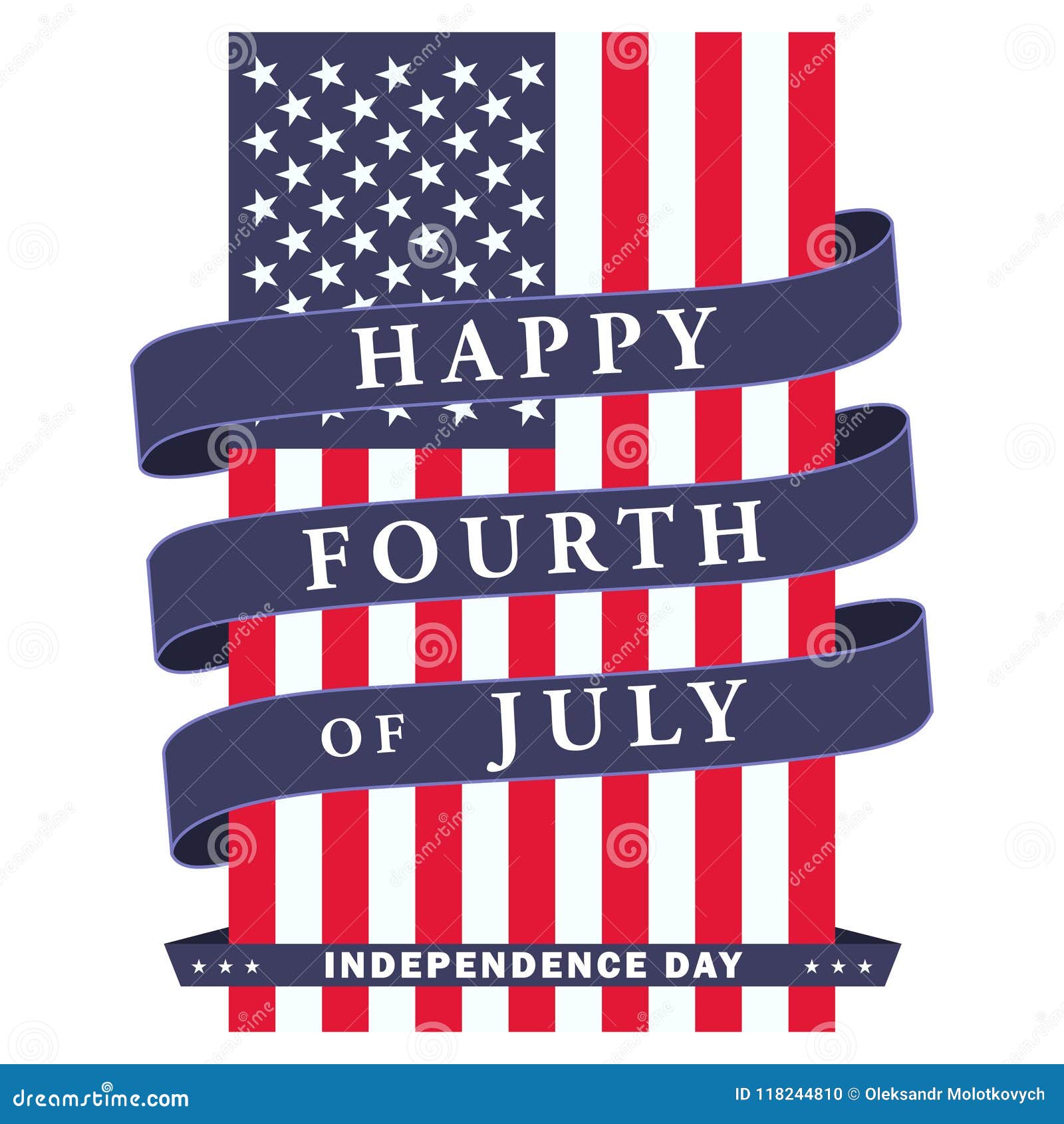 Happy Fourth of July. USA Independence Day Background with American Flag,  Ribbon and Lettering. Vector EPS 10. Stock Vector - Illustration of  liberty, celebration: 118244810