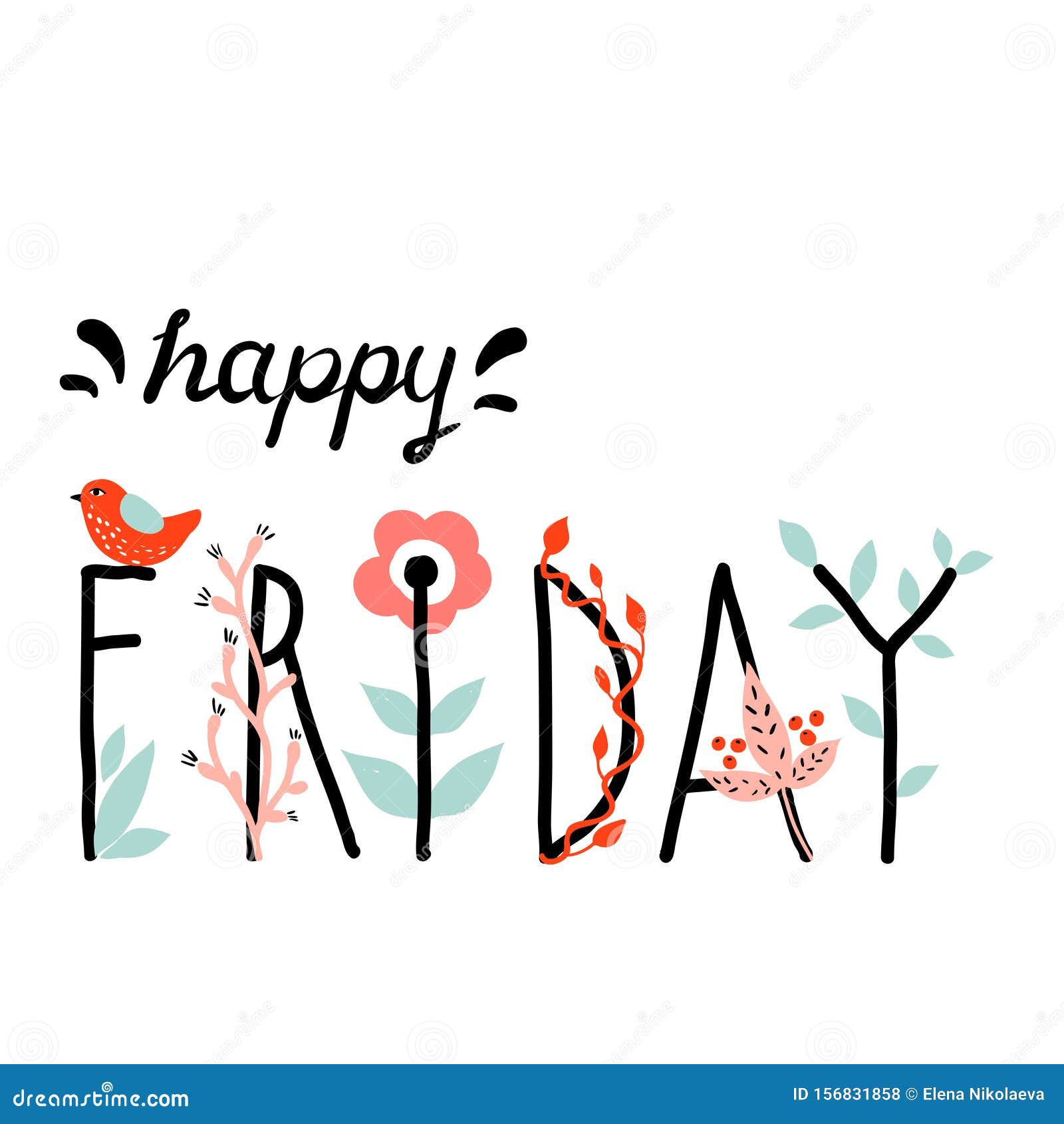 Happy Friday. Cute Cartoon Illustration Stock Vector - Illustration of leaf, logo: 156831858 Happy Friday. Cute Cartoon Illustration Stock Vector - Illustration of leaf, logo: 156831858