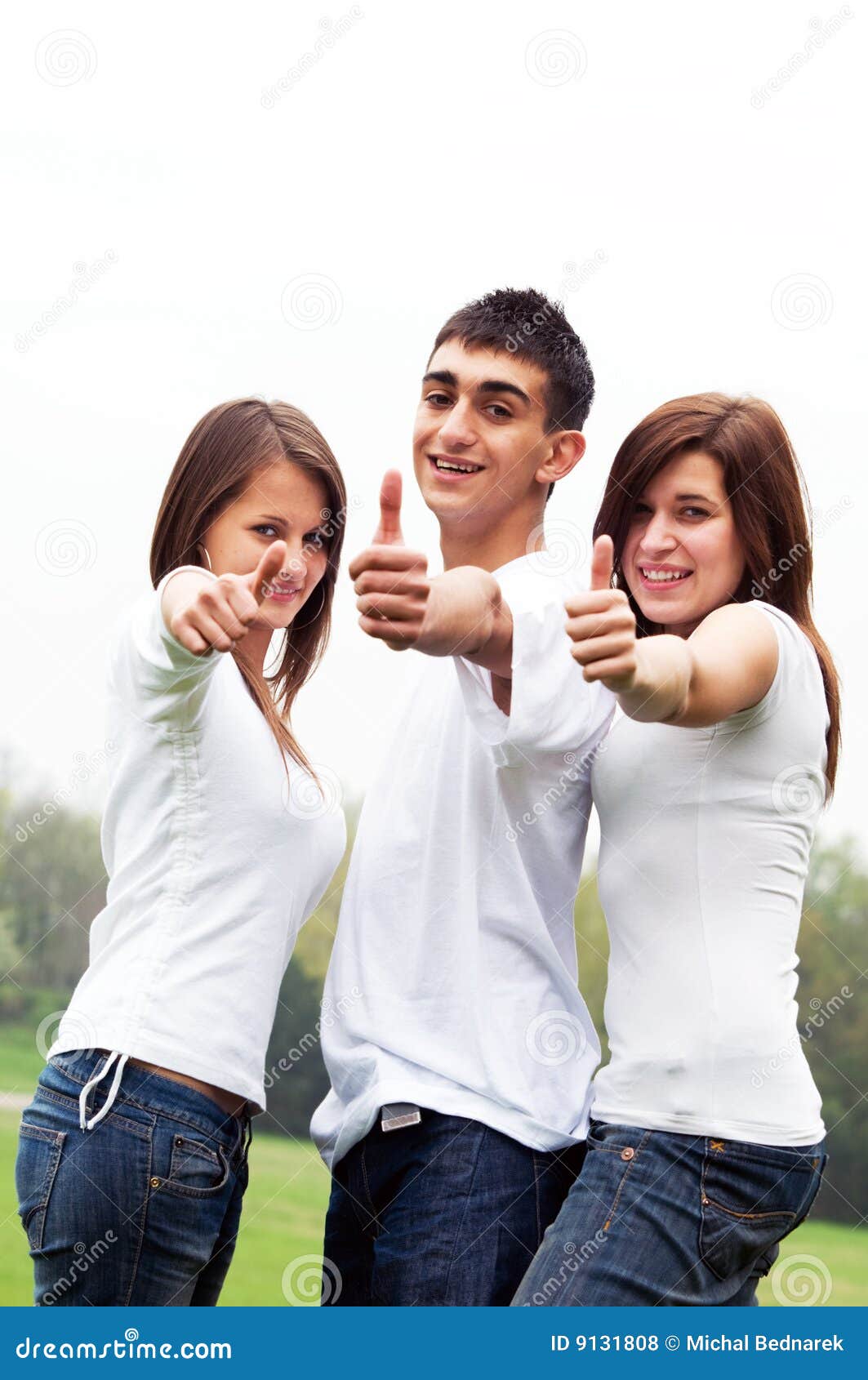 happy friends giving okey sign