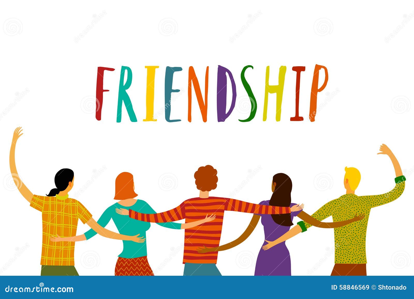 Happy Friends Together Stock Illustration Illustration Of Greeting
