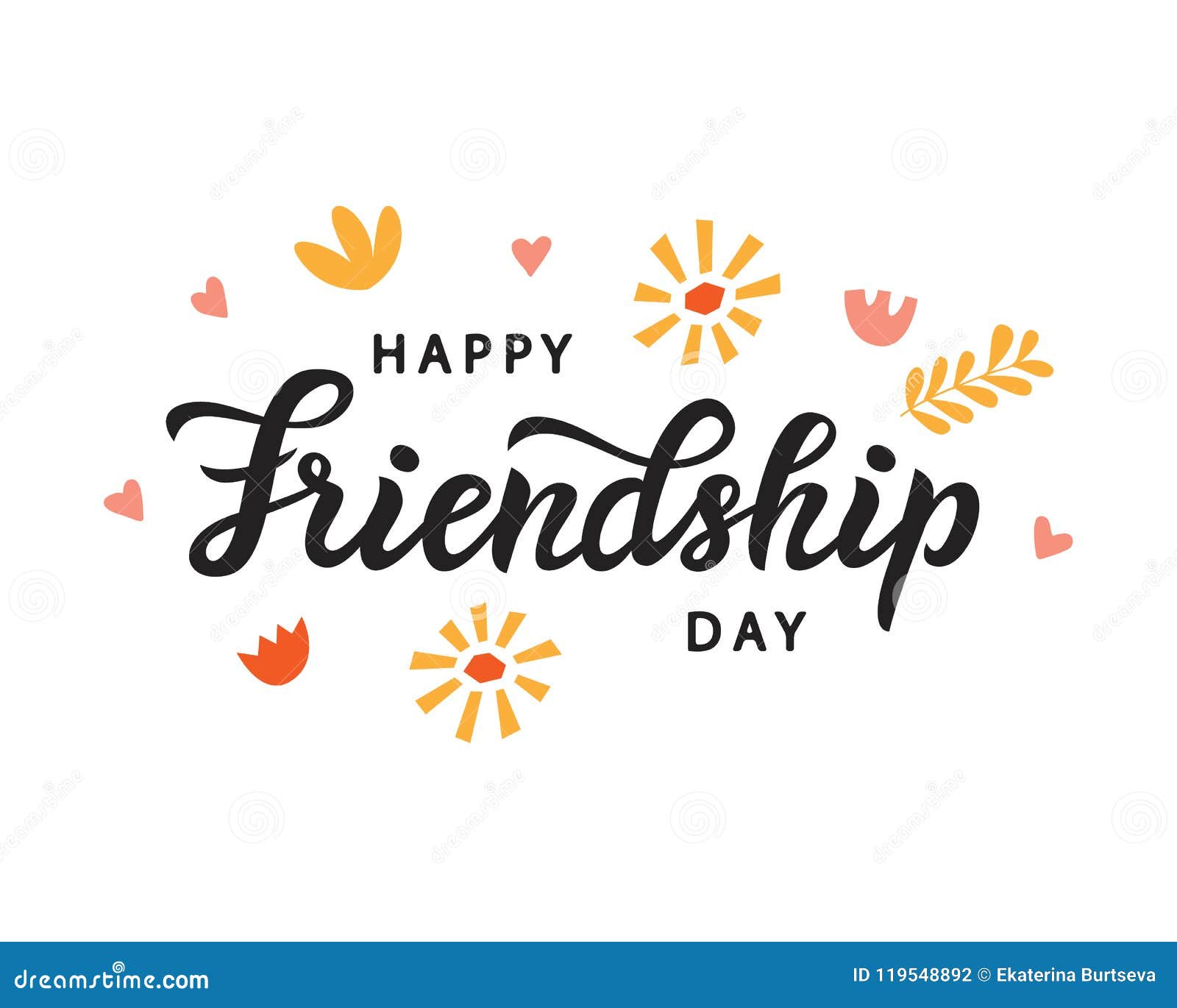 Happy Friendship Day Cute Poster. Hand Written Brush Lettering ...