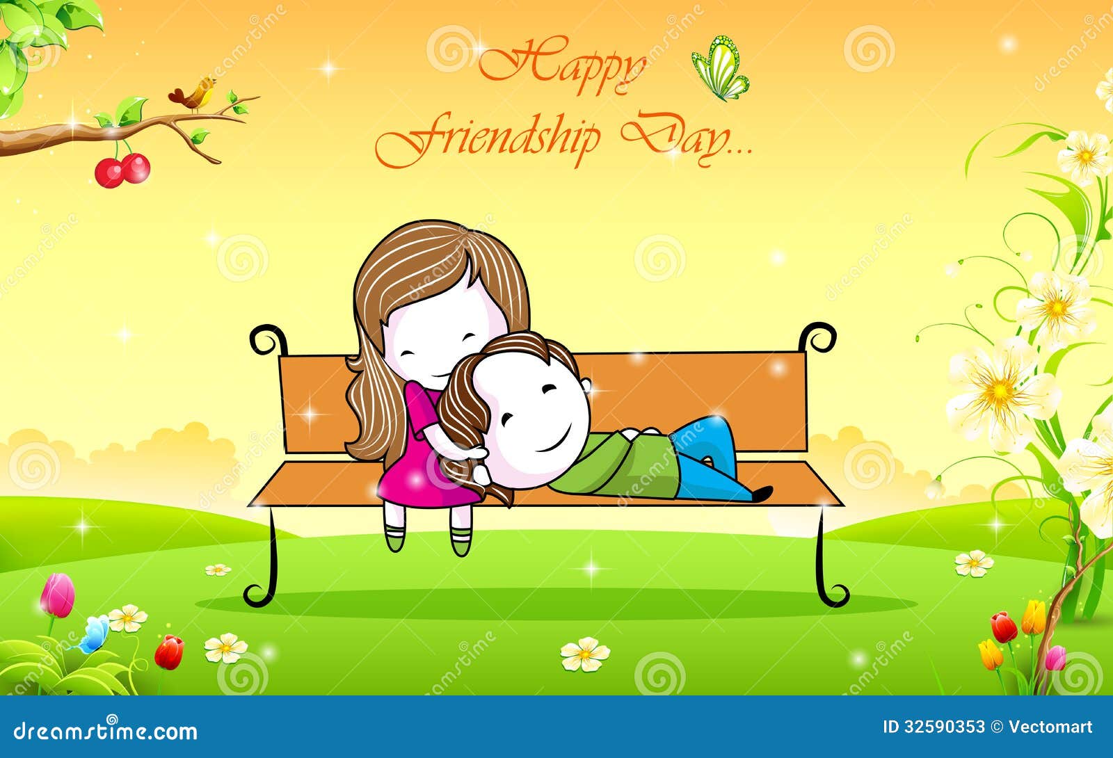 Happy Friendship Day stock vector. Illustration of female - 32590353 Happy Friendship Day stock vector. Illustration of female - 32590353