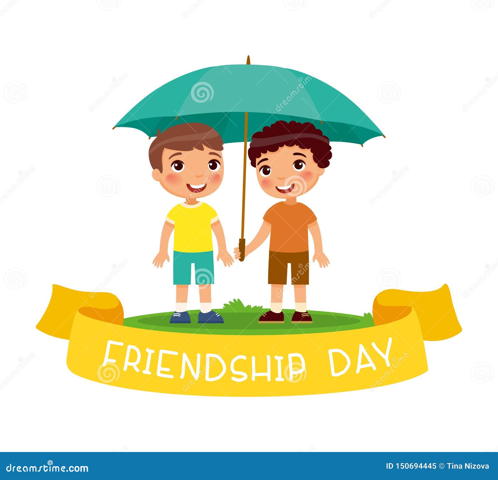 Download Happy Friendship Day. Two Cute Little Boys Stand With An ...