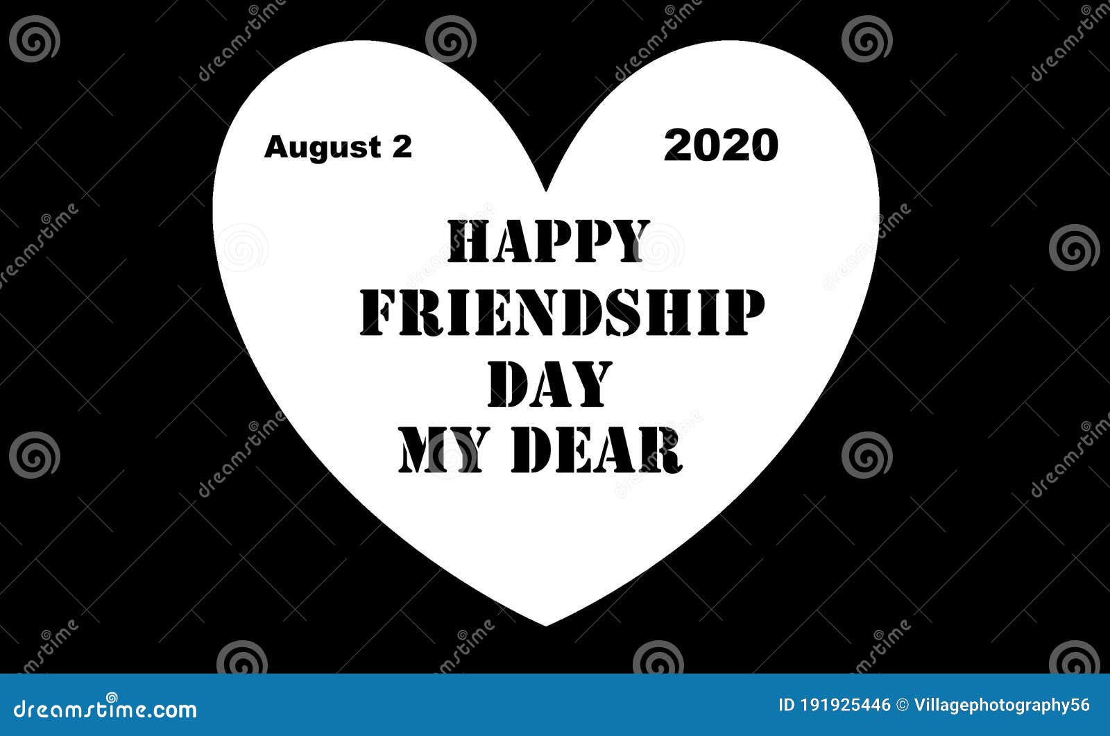 Happy Friendship Day 2020 Written on Black and White Heart Stock ...