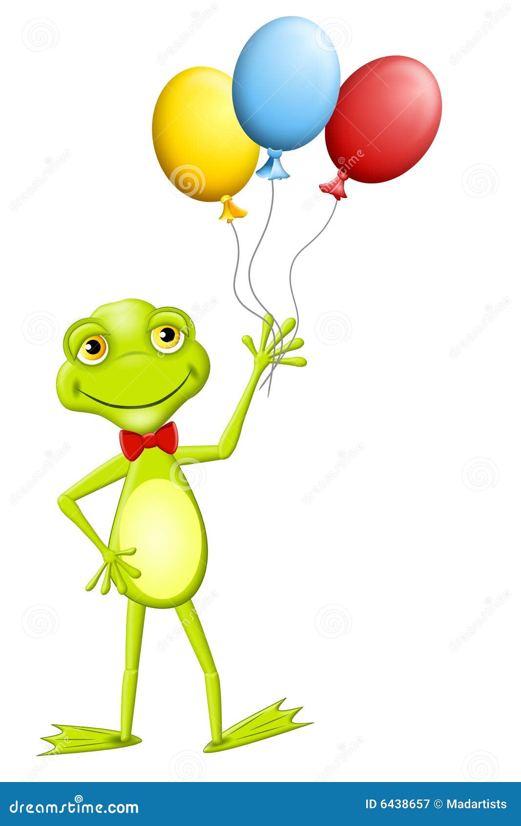 Happy Frog Holding Balloons Stock Illustration - Illustration of