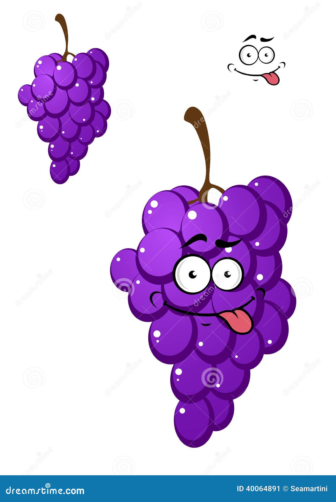 Happy Funny Bunch of Fresh Purple Grapes Stock Vector - Illustration of ...