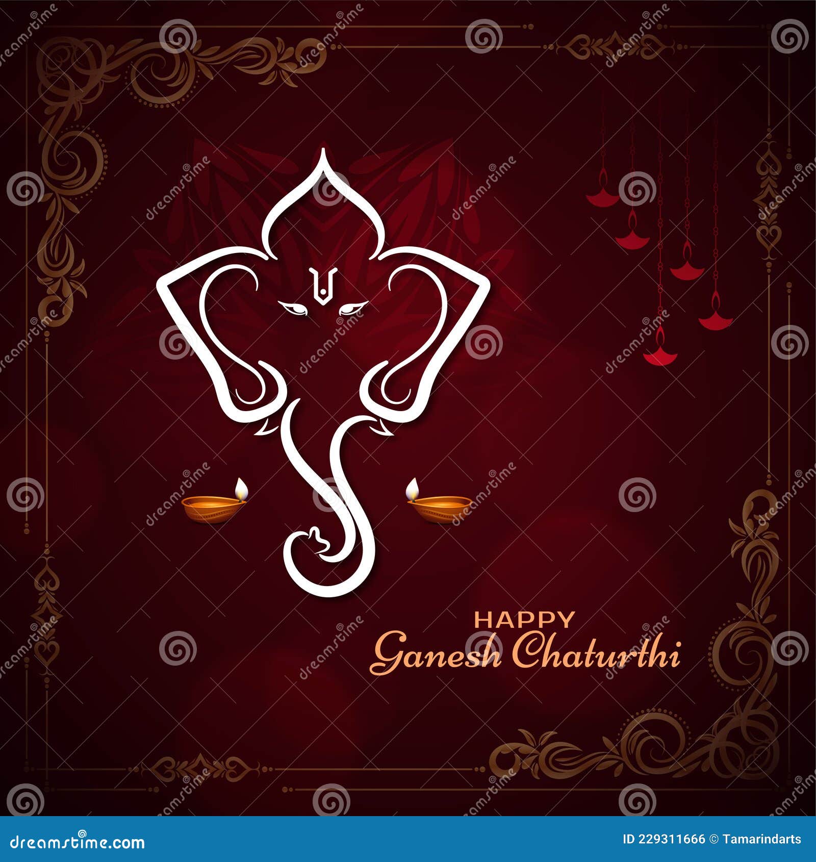 Happy Ganesh Chaturthi Festival Ganesha Line Art Design Background Stock  Vector - Illustration of decorative, vinayaka: 229311666