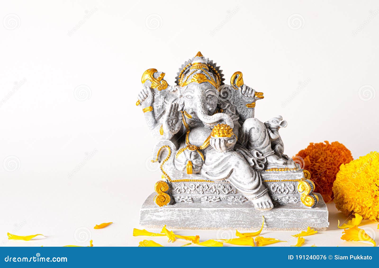 Happy Ganesh Chaturthi Festival, Lord Ganesha Statue with Beautiful Texture  on White Background, Ganesh is Hindu God of Success Stock Photo - Image of  ganapati, greeting: 191240076