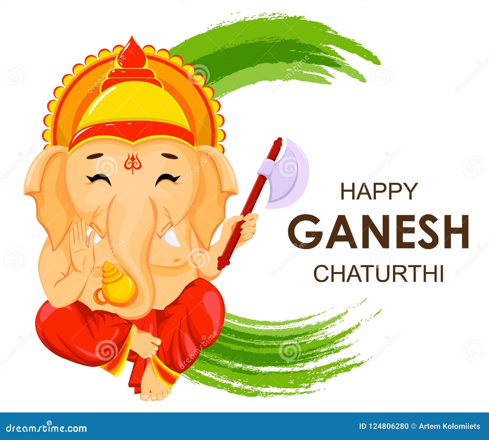 Happy Ganesh Chaturthi Greeting Card Stock Vector - Illustration of idol,  hindu: 124806280