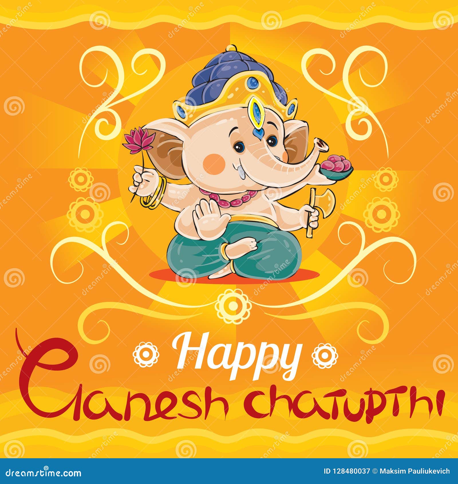 Happy Ganesh Chaturthi Greeting Card Stock Illustration - Illustration of  card, character: 128480037