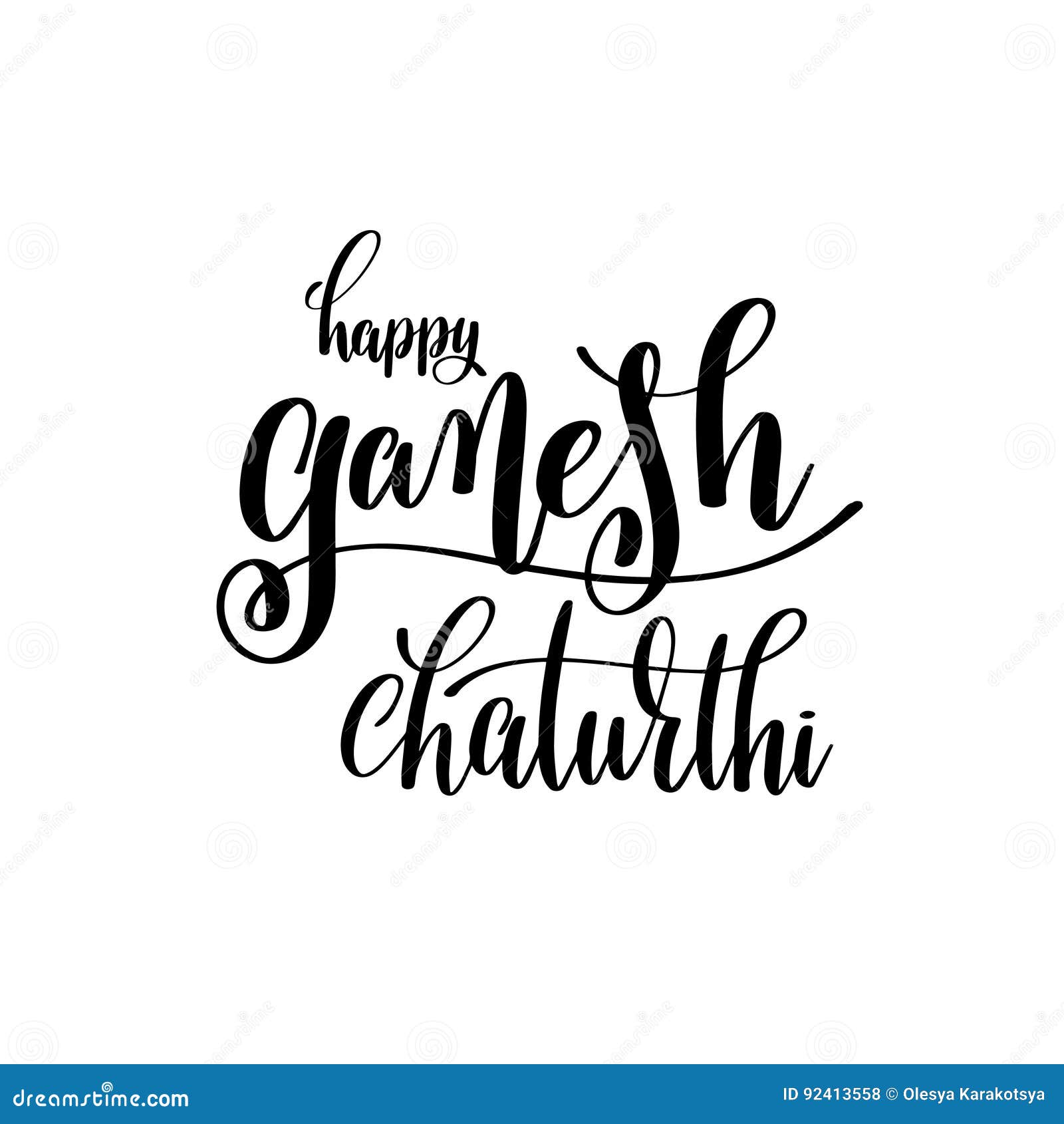Happy Ganesh Chaturthi Hand Lettering Stock Vector - Illustration of ...