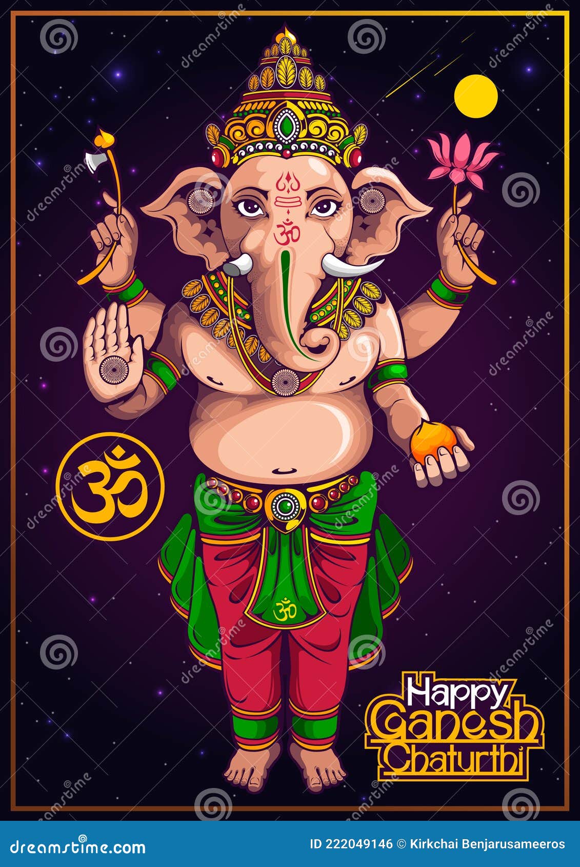 Happy Ganesh Chaturthi 38 stock vector. Illustration of decoration -  222049146