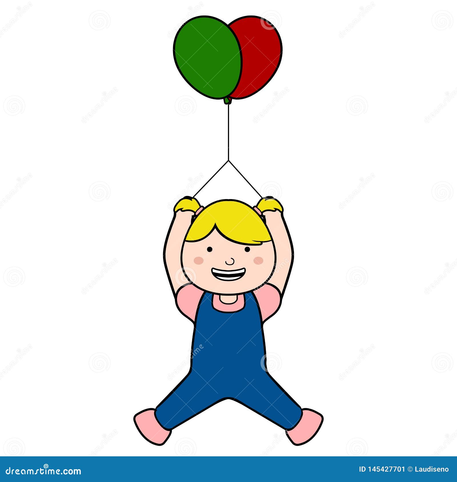 Happy girl with balloons stock vector. Illustration of vector 145427701