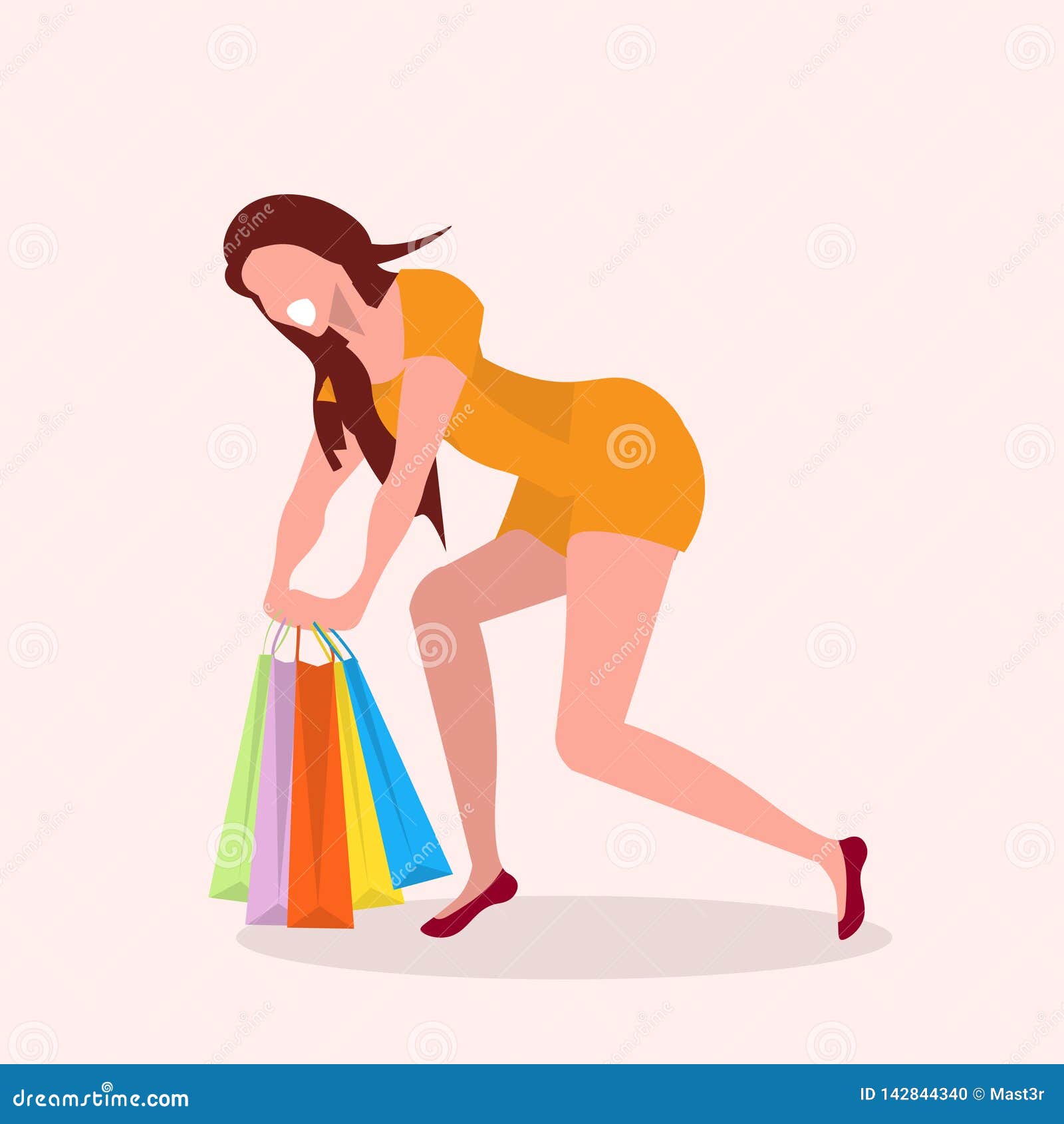 Happy Girl Carrying Colorful Shopping Bags Posing and Smiling Big Sale ...