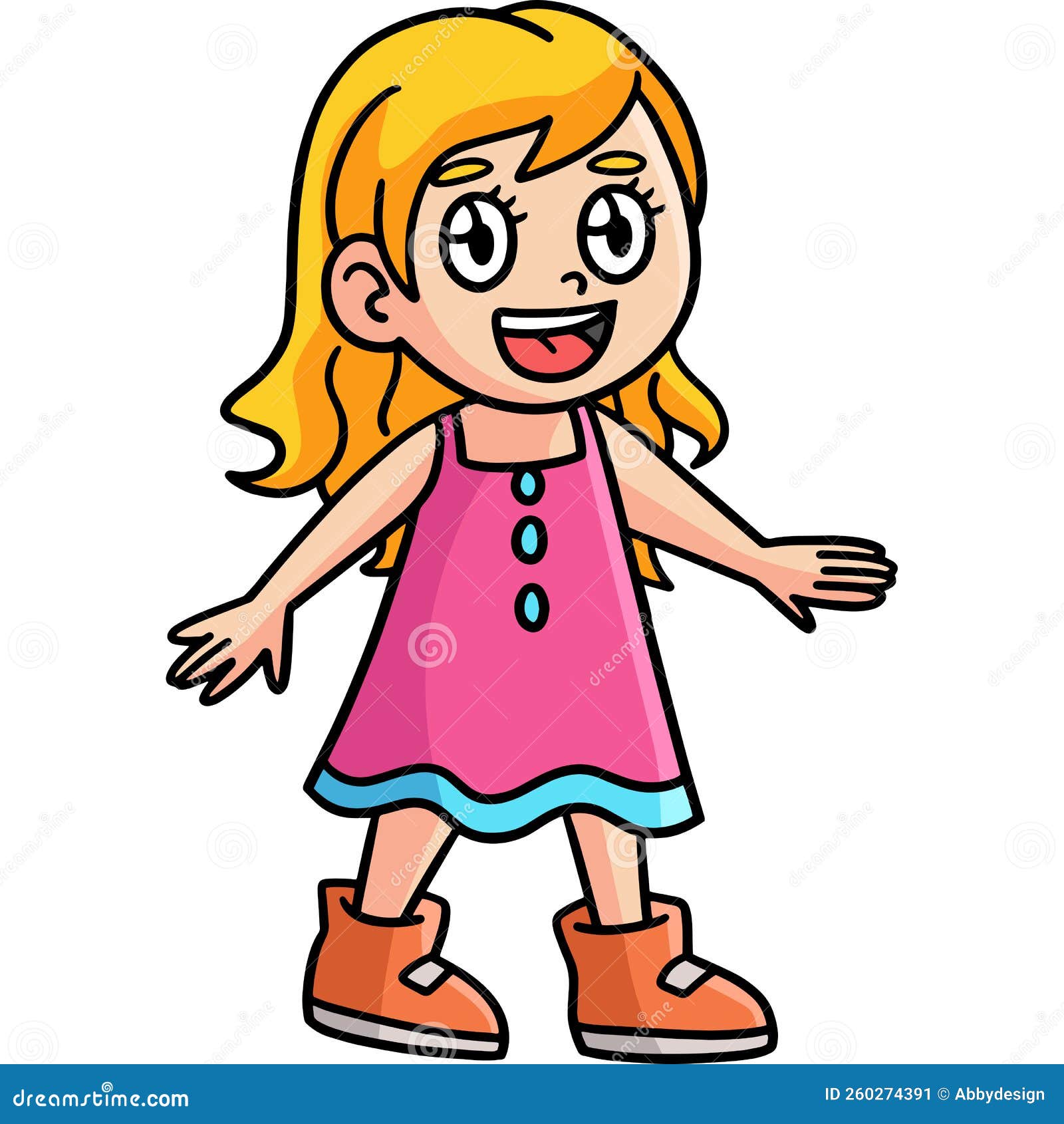 Happy Girl Cartoon Colored Clipart Illustration Stock Vector ...