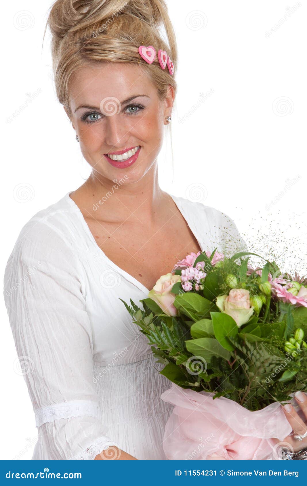 Happy girl with flowers stock image. Image of smiling 11554231