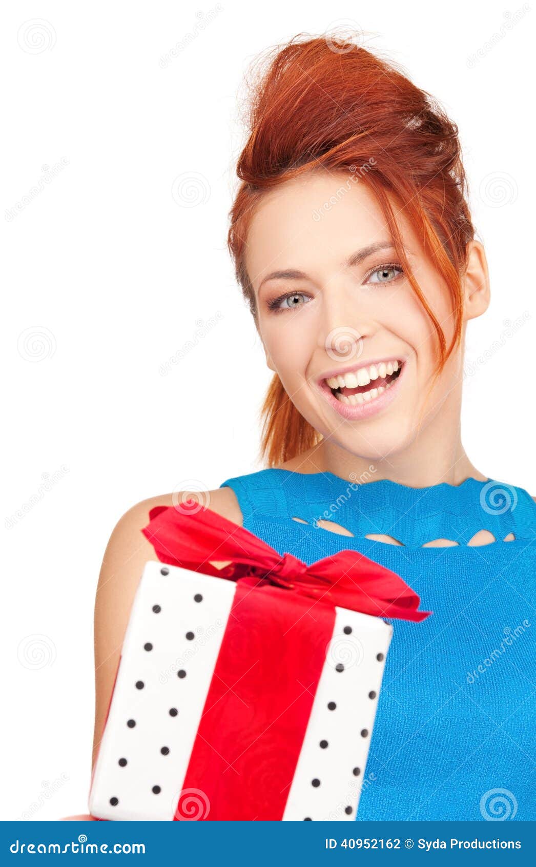 Happy girl with gift box stock photo. Image of caucasian 40952162