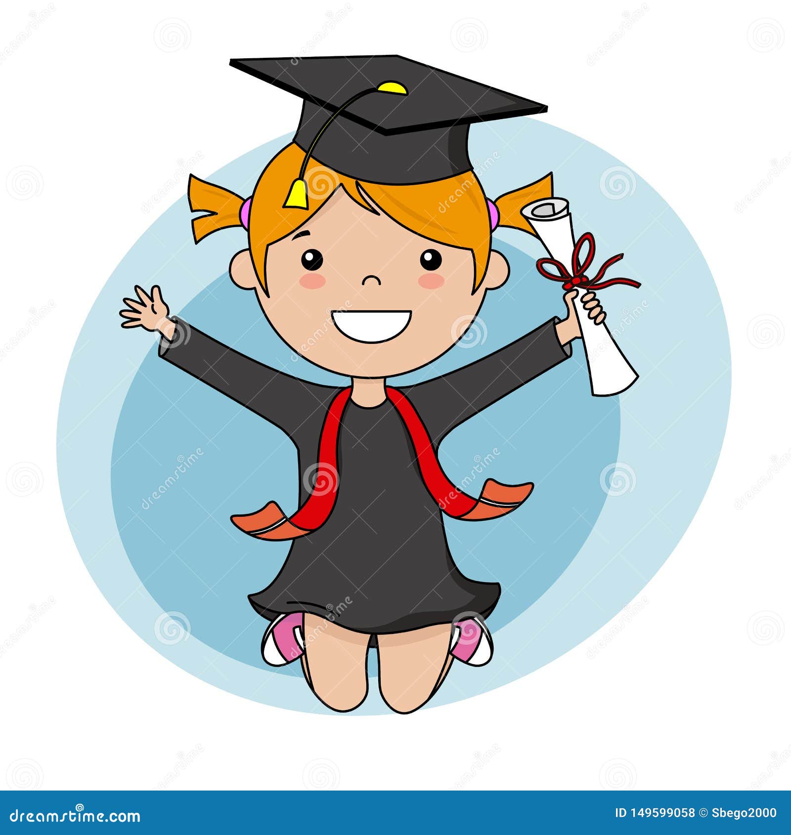 Happy Girl in Graduation Suit and Diploma Stock Vector - Illustration ...