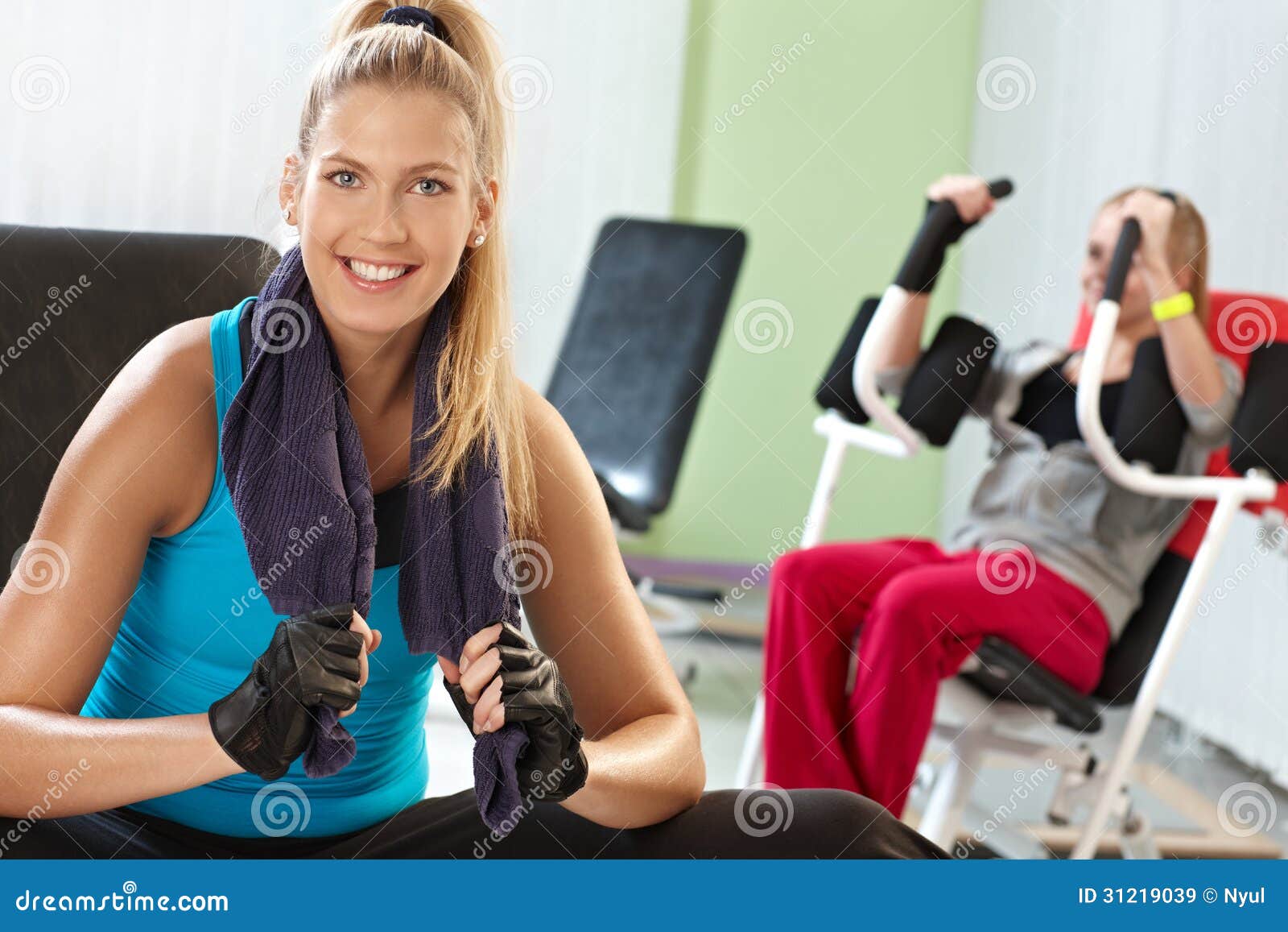 Happy girl at the gym stock image. Image of happiness - 31219039