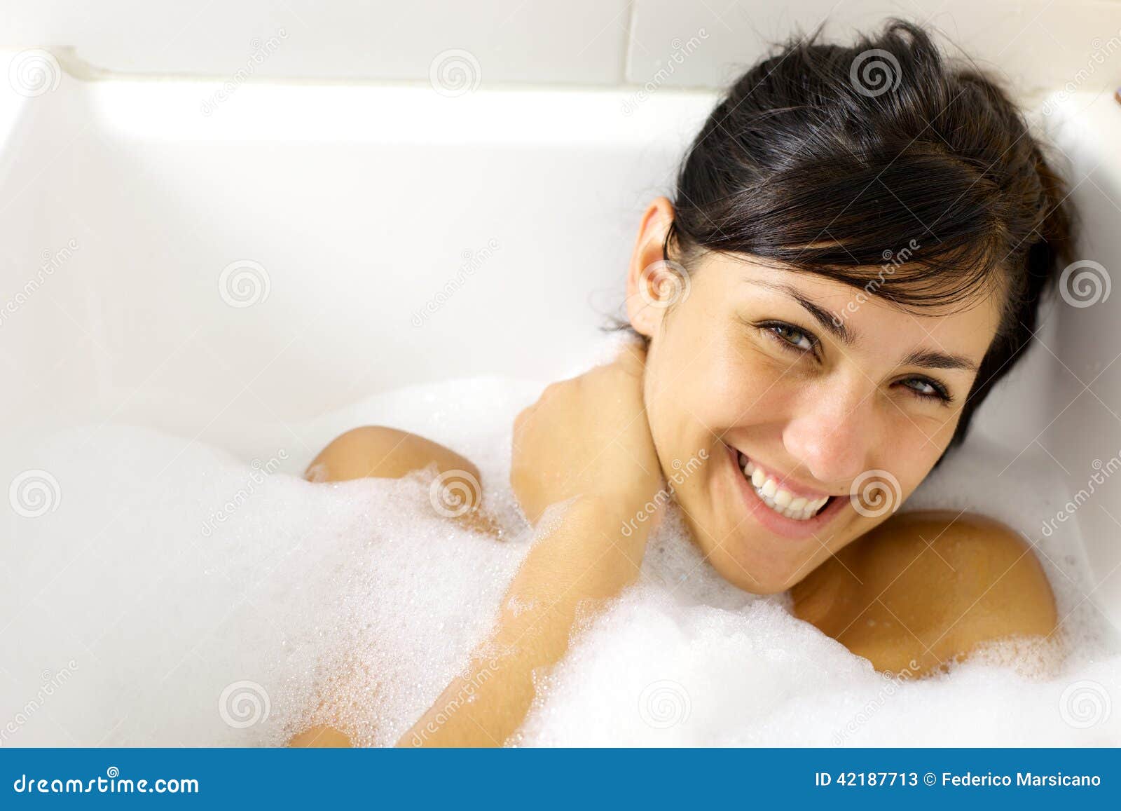 Happy Girl Having Fun In Bathtub Smiling Stock Image Image Of Healthcare Pleasure 42187713 