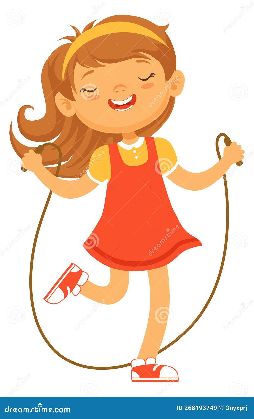 Happy Girl Jumping with Skipping Rope. Cartoon Kid Stock Vector -  Illustration of play, people: 268193749