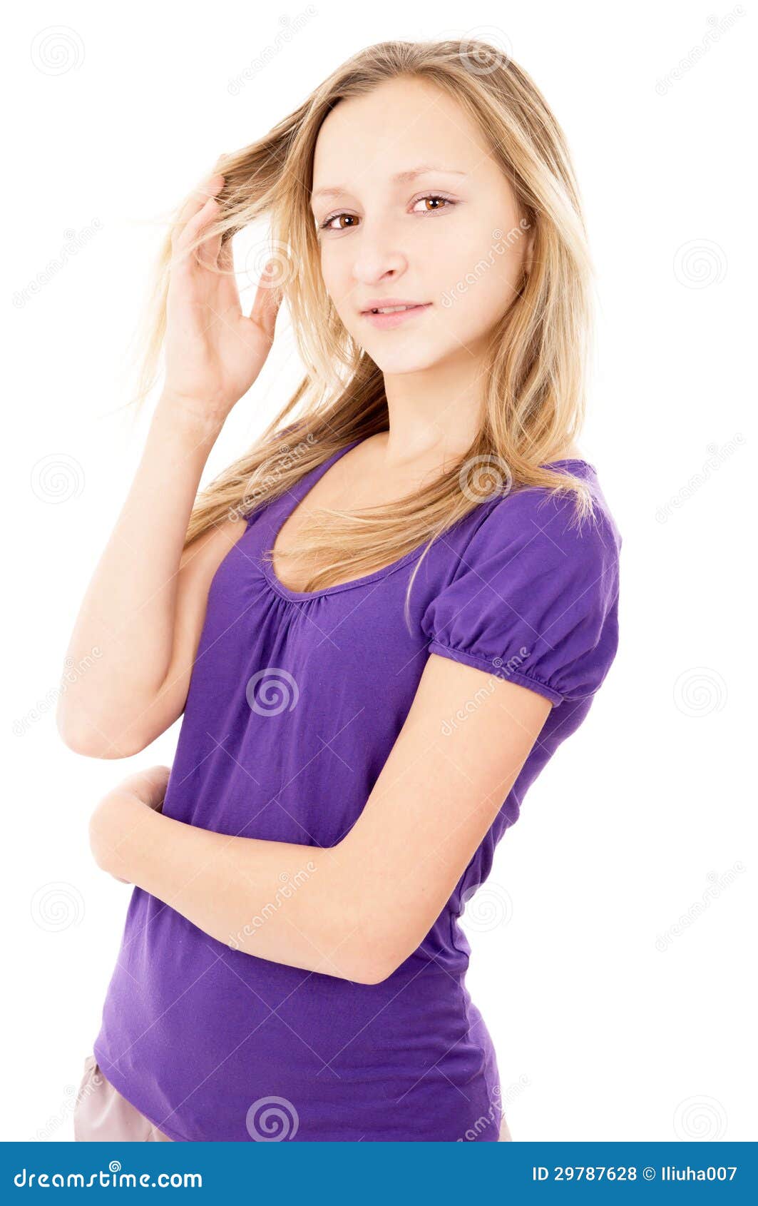 Happy girl poses standing stock photo. Image of attractive 29787628