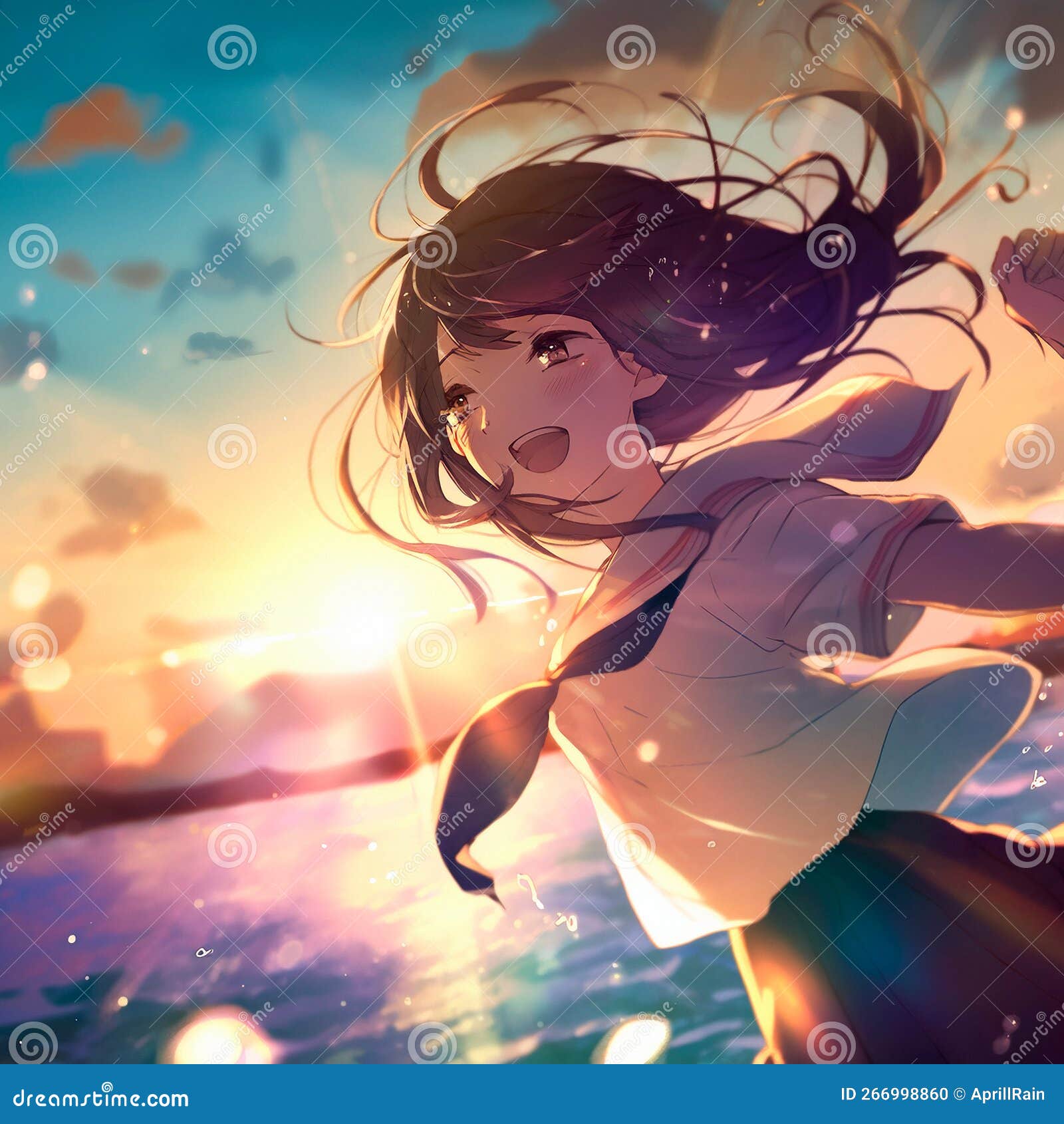 happy Anime girl Stock Vector Image & Art - Alamy
