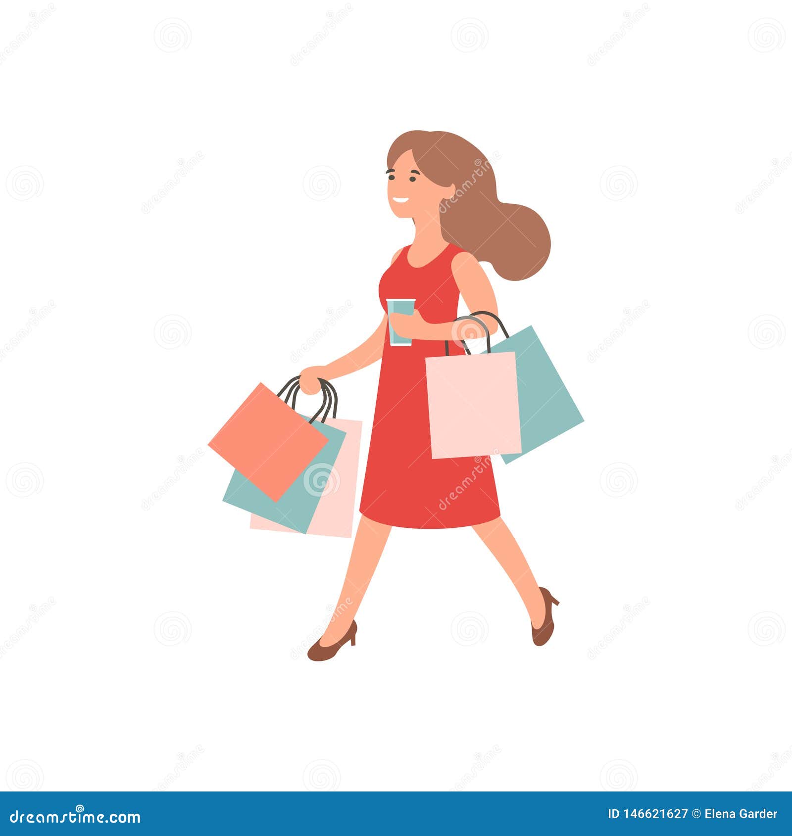 Happy Girl with Shopping. Woman Holding Shopping Bags. Female ...