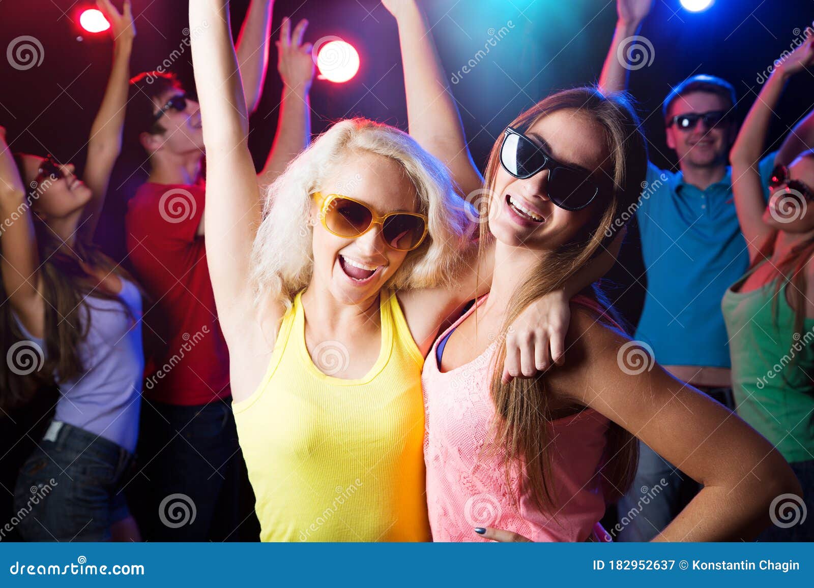 Happy Girlfriends Have Fun at a Party Stock Image - Image of female ...