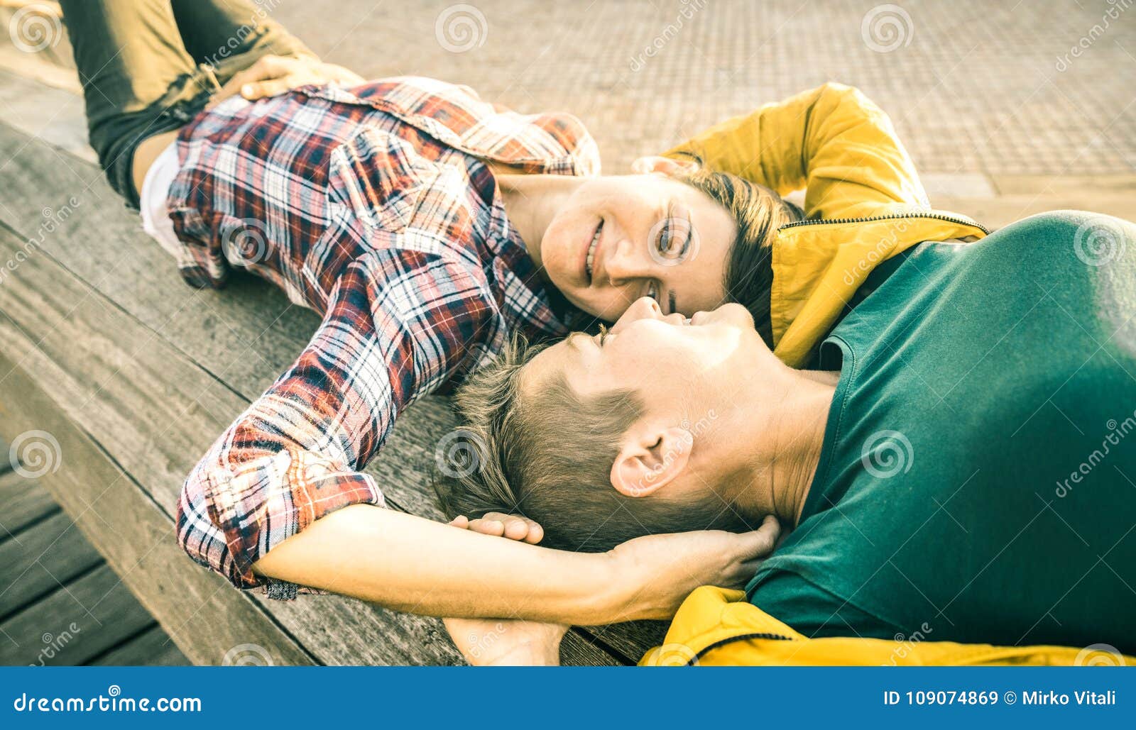 Boyfriend And Girlfriend In Love Hugging Stock Photo 